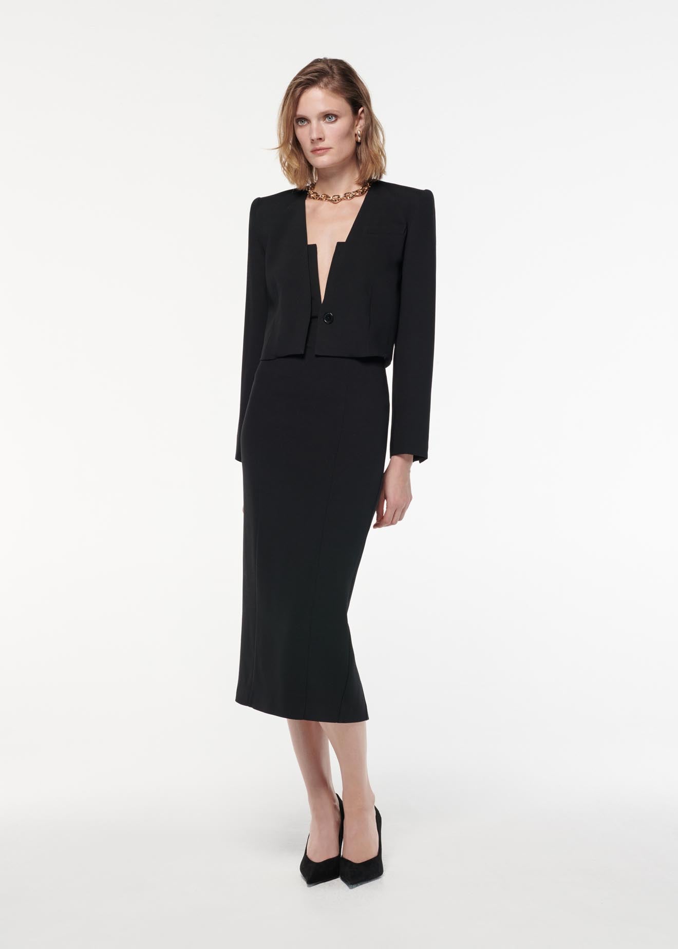 Cropped Wool Silk Jacket