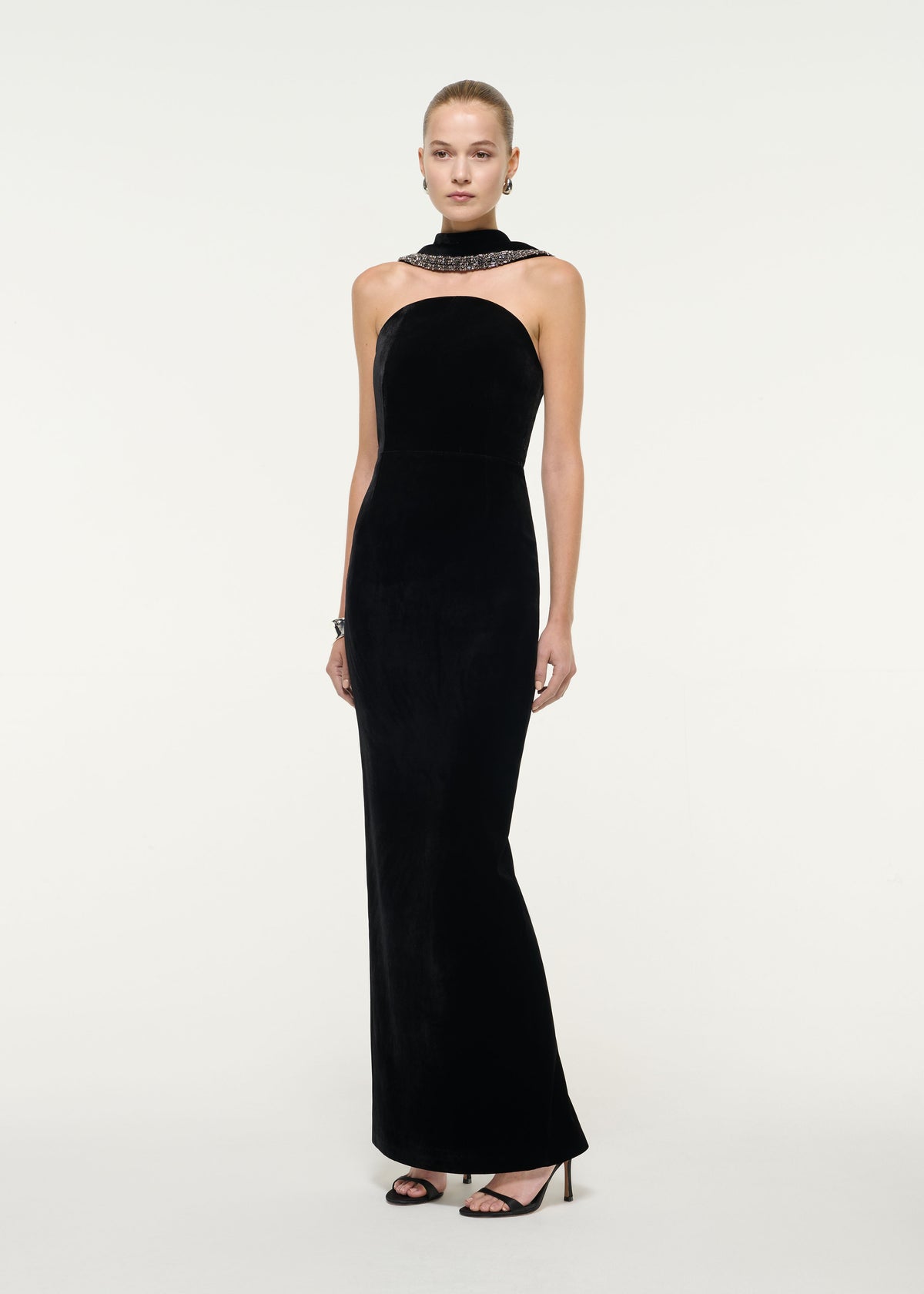 Scarf Detail Velvet Moon Gown