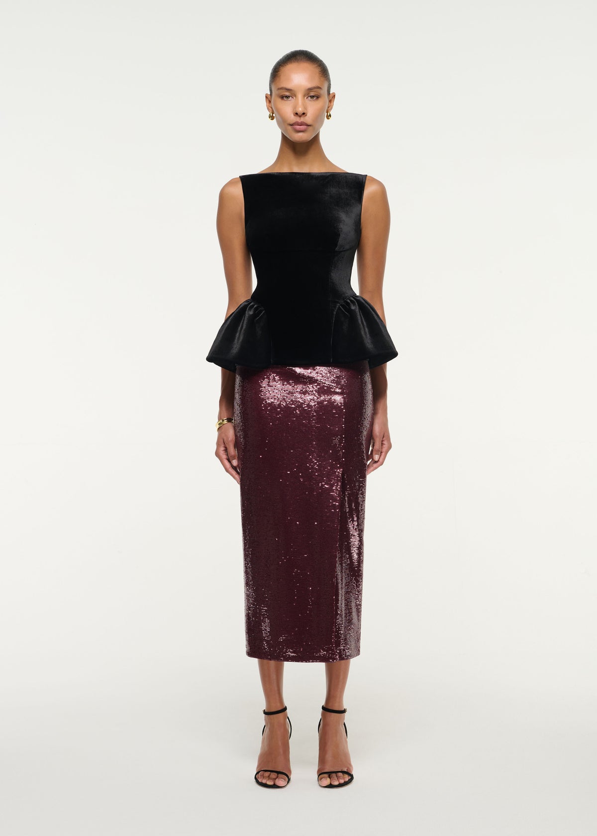 Peplum Hem Velvet Top