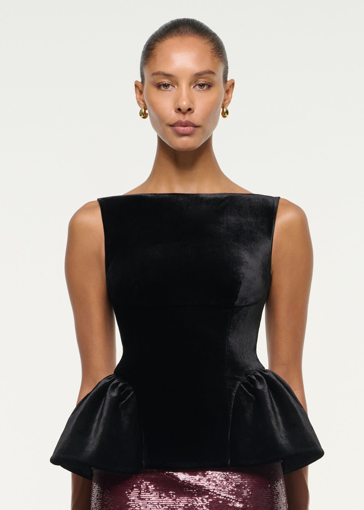 Peplum Hem Velvet Top