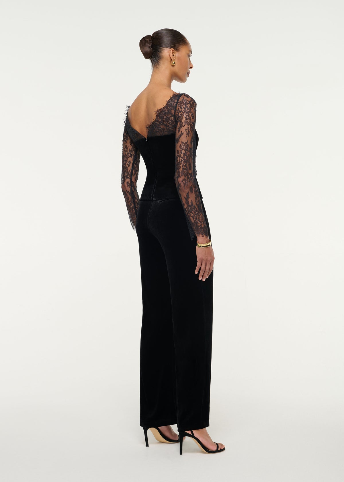 Lace Sleeve Velvet Top