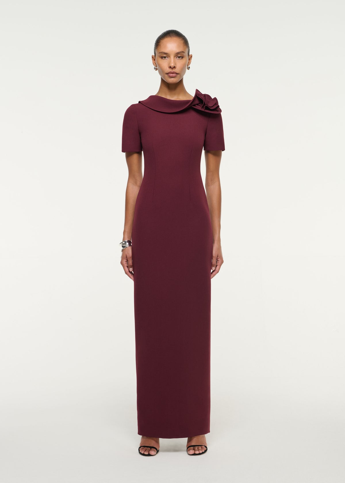 Flower Drape Crepe Gown