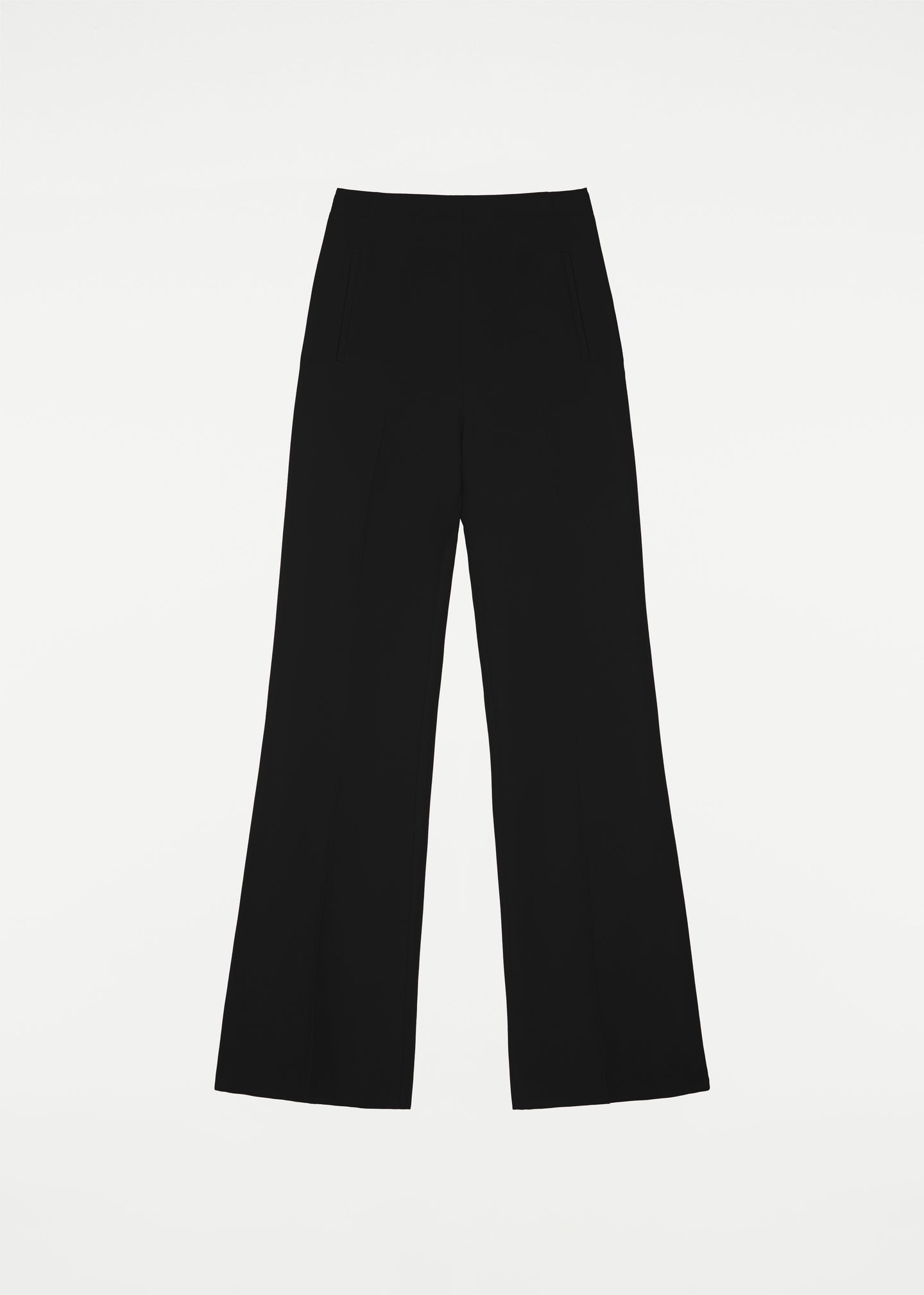 wide leg stretch cady full length trouser black