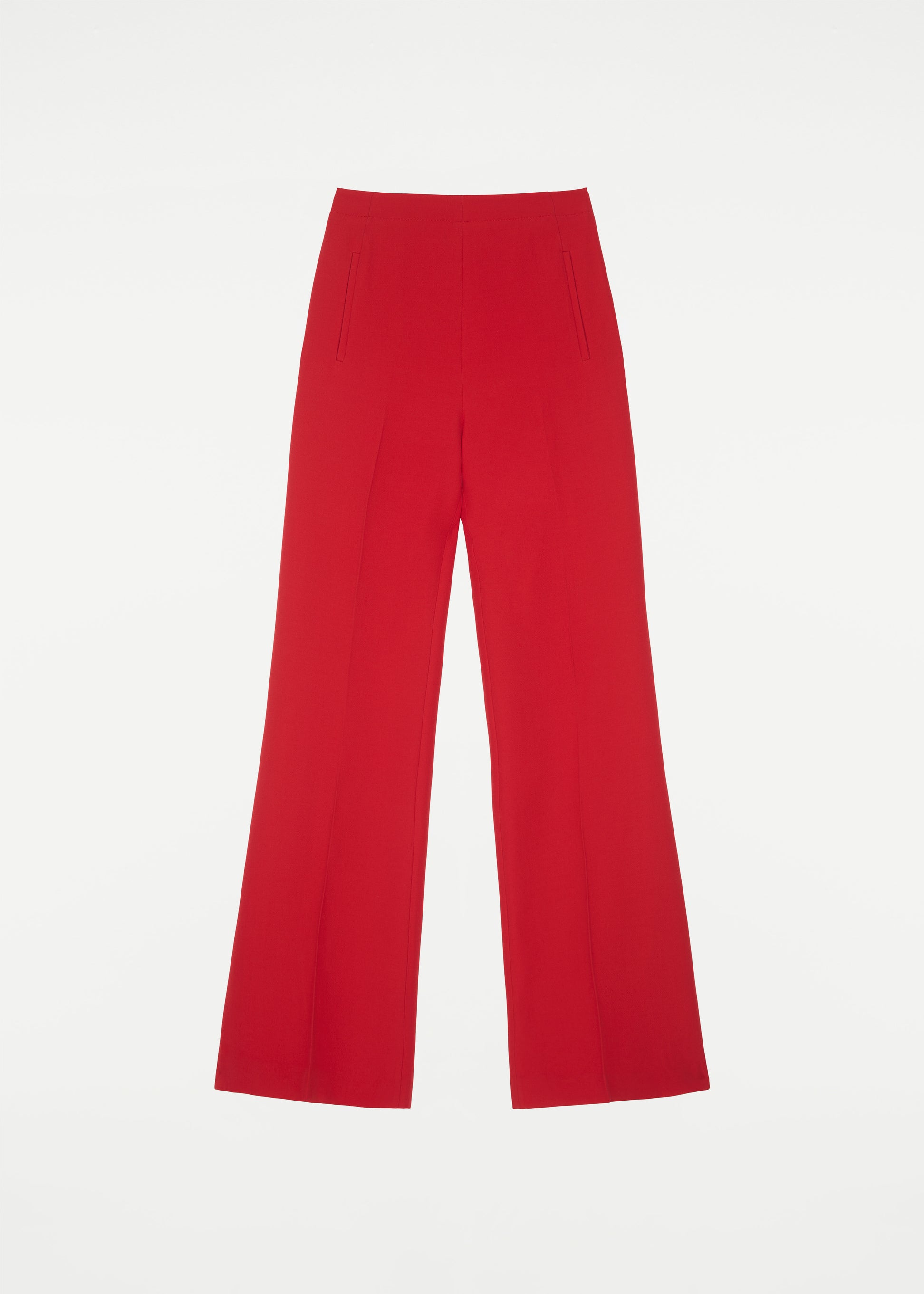 wide leg silk wool trouser red