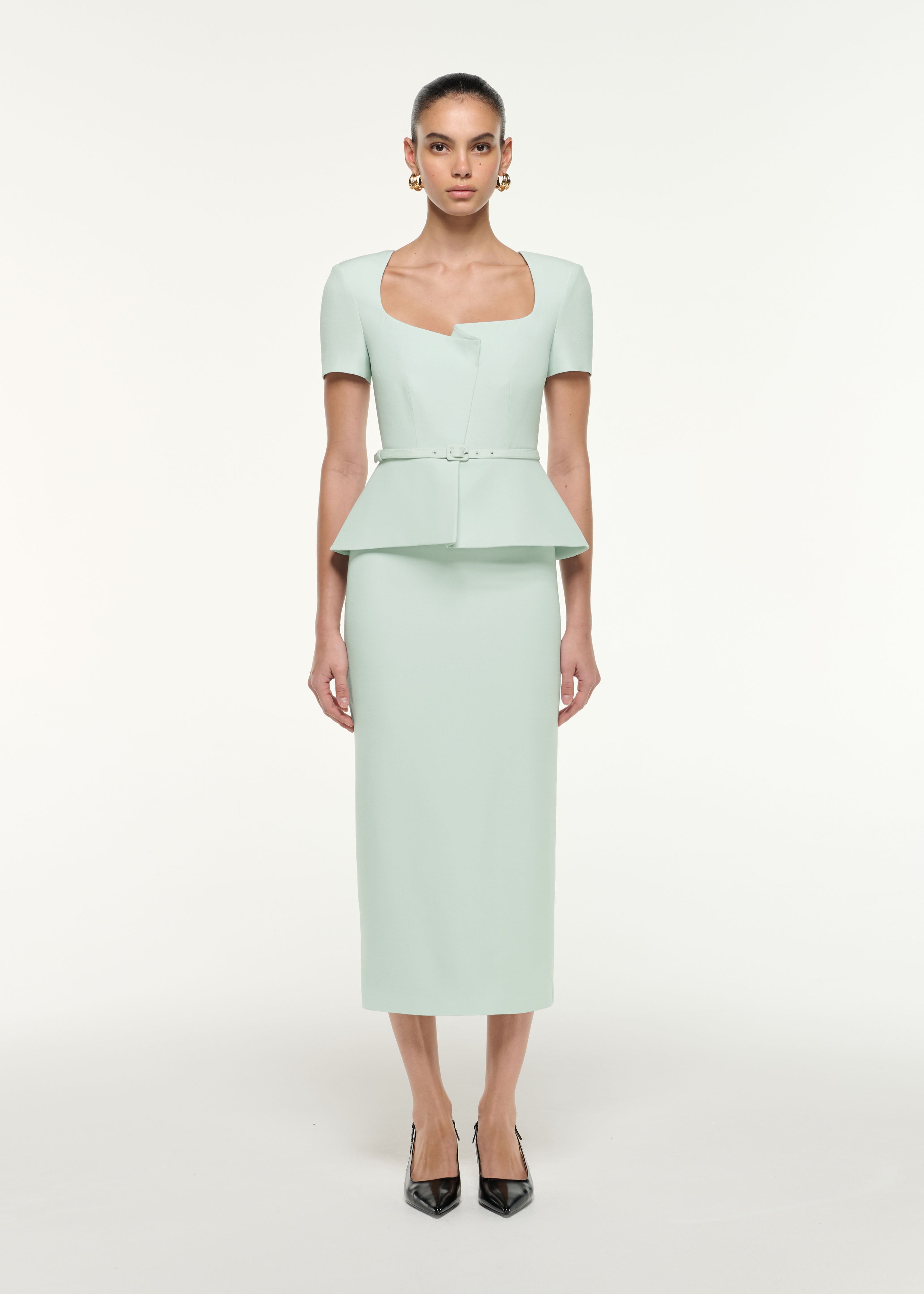 Peplum Wool Silk Midi Dress in Mint – Roland Mouret