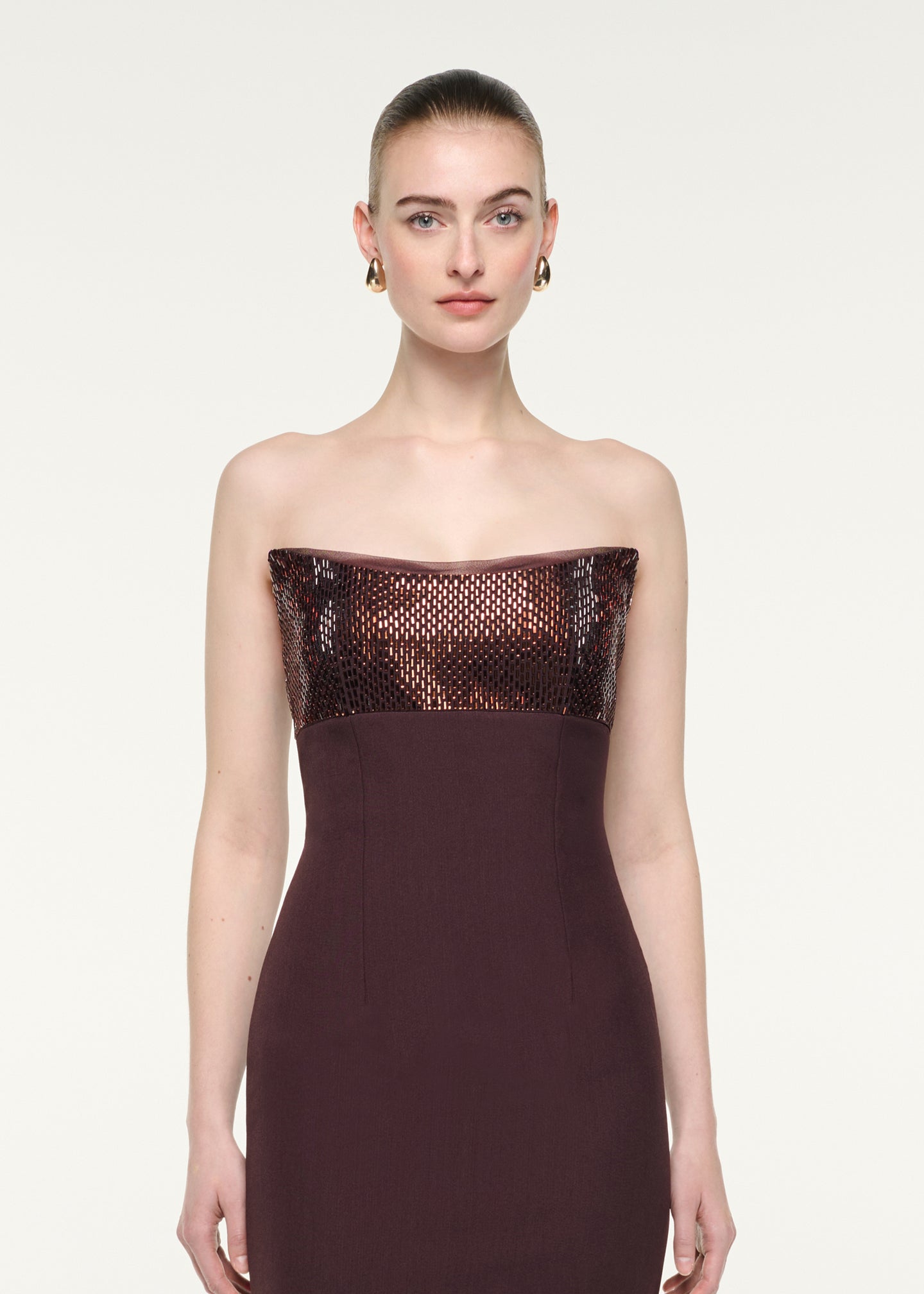 Strapless Diamate Panel Gown