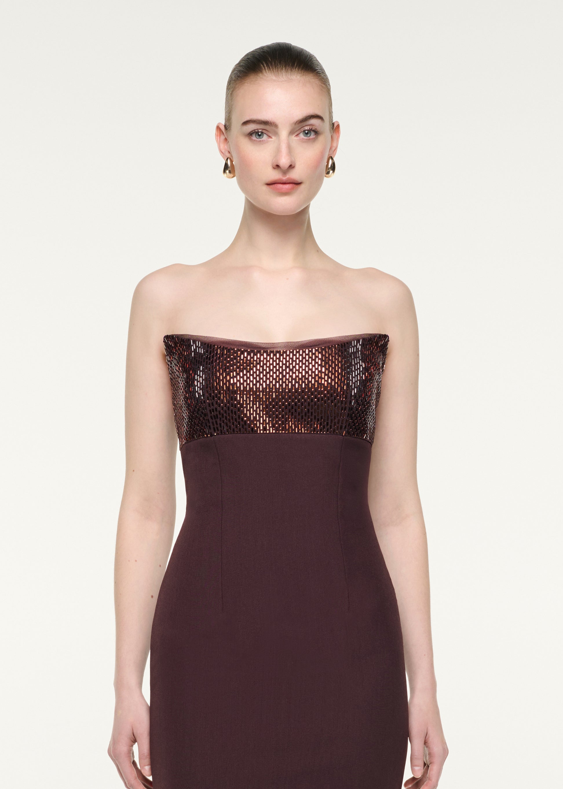 Strapless Diamate Panel Gown