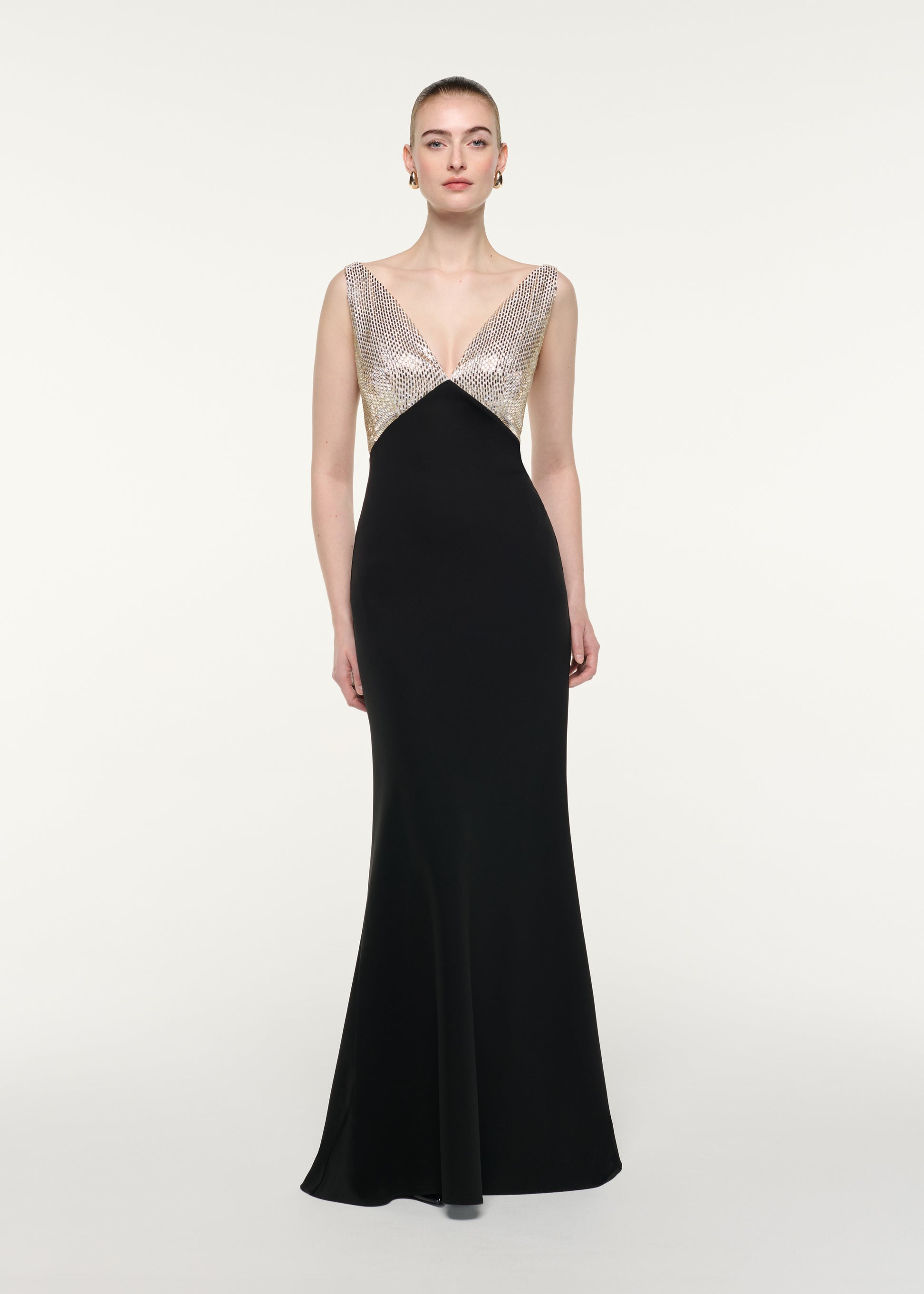 Contrast Diamante Cape Gown
