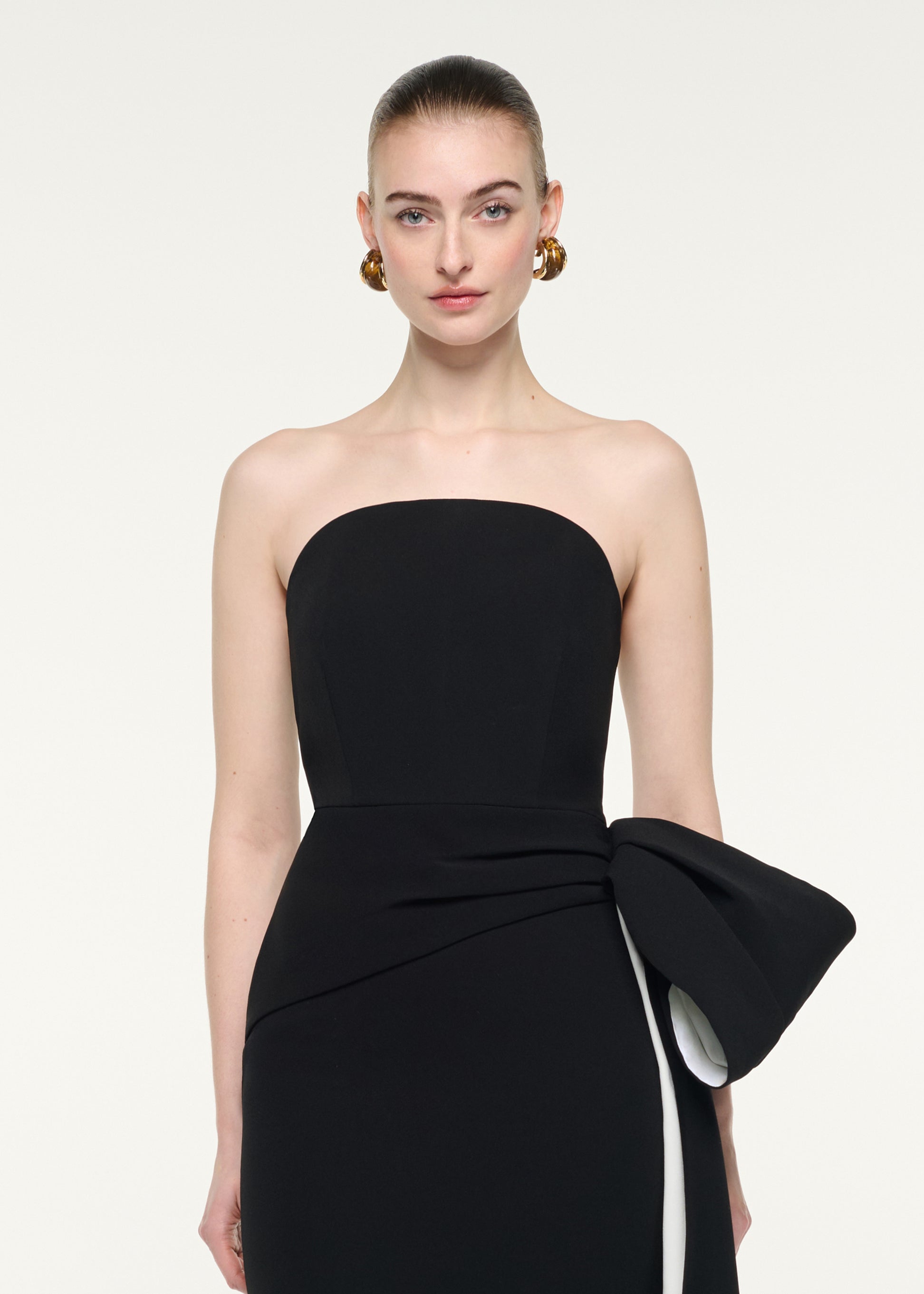 Monochrome Draped Midi Dress