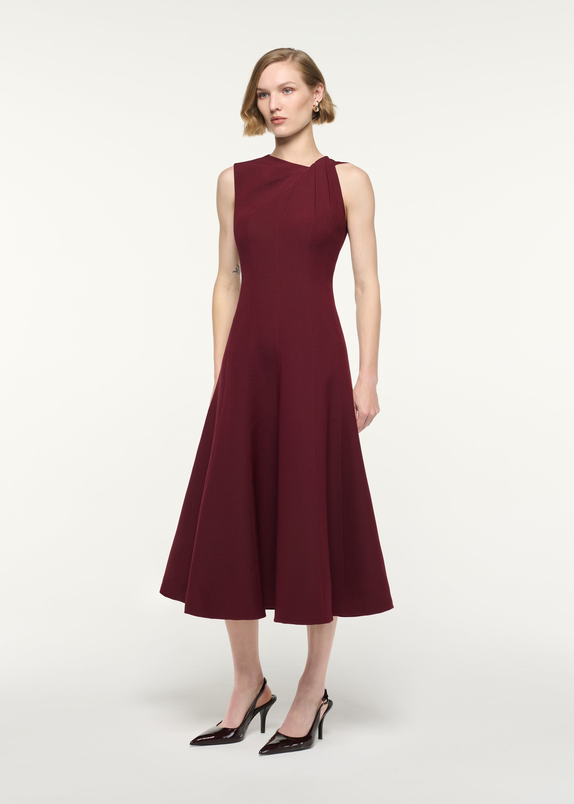 Asymmetrical Twist Midi Dress