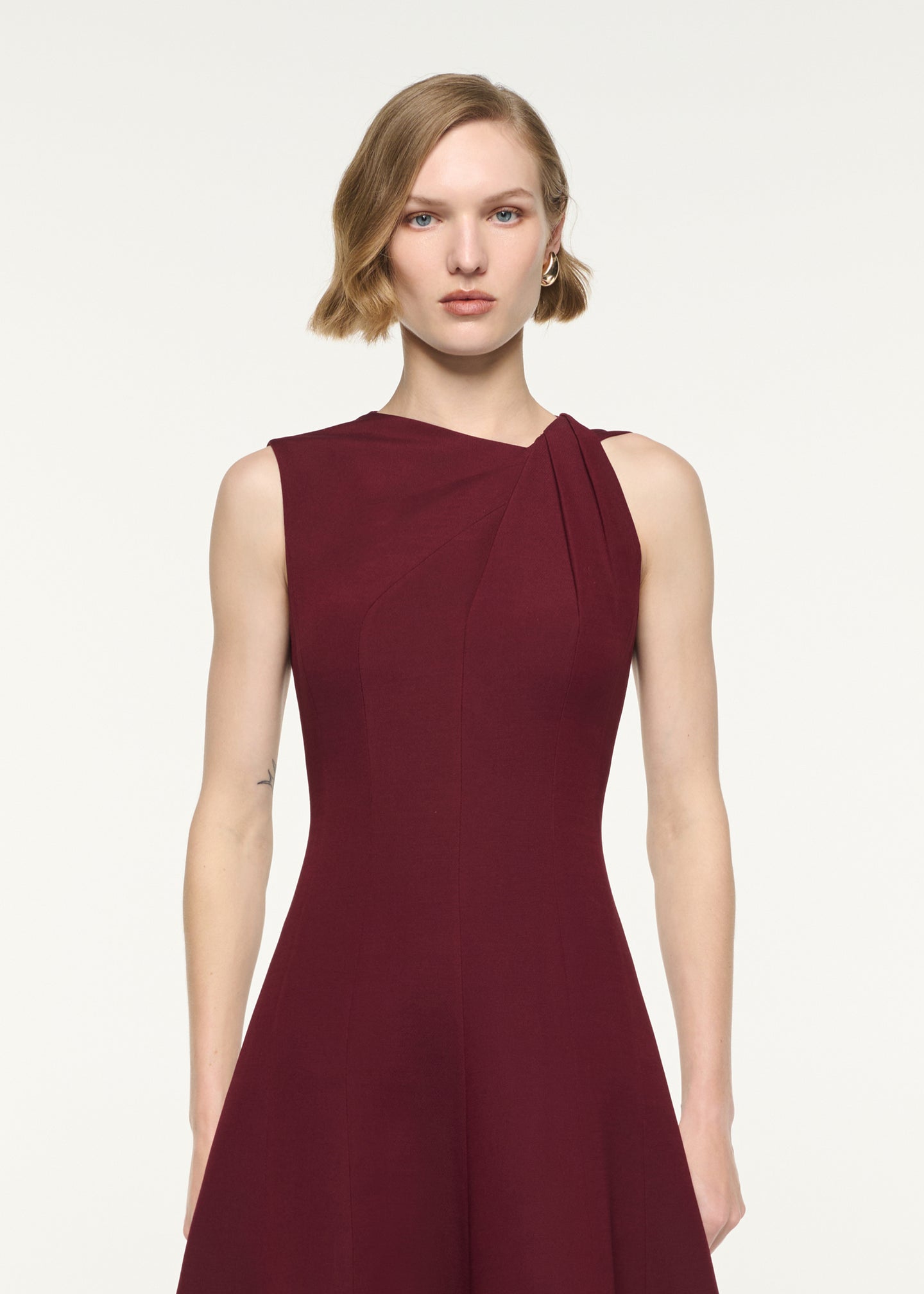 Asymmetrical Twist Midi Dress