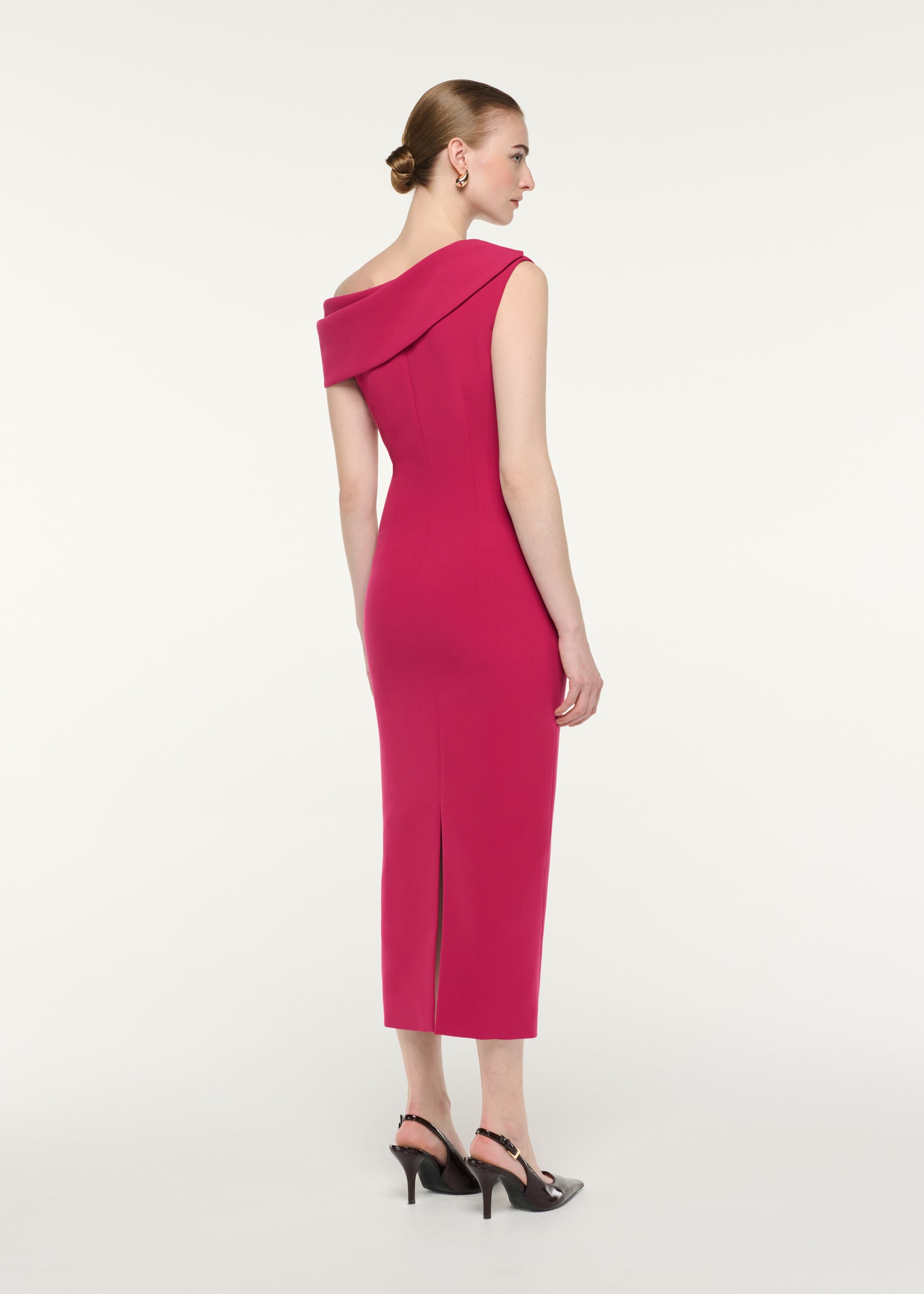 Asymmetric Drape Midi Dress