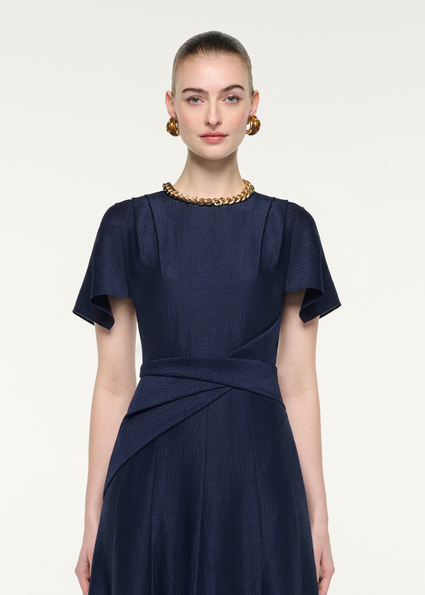 Draped Waist Midi Dress