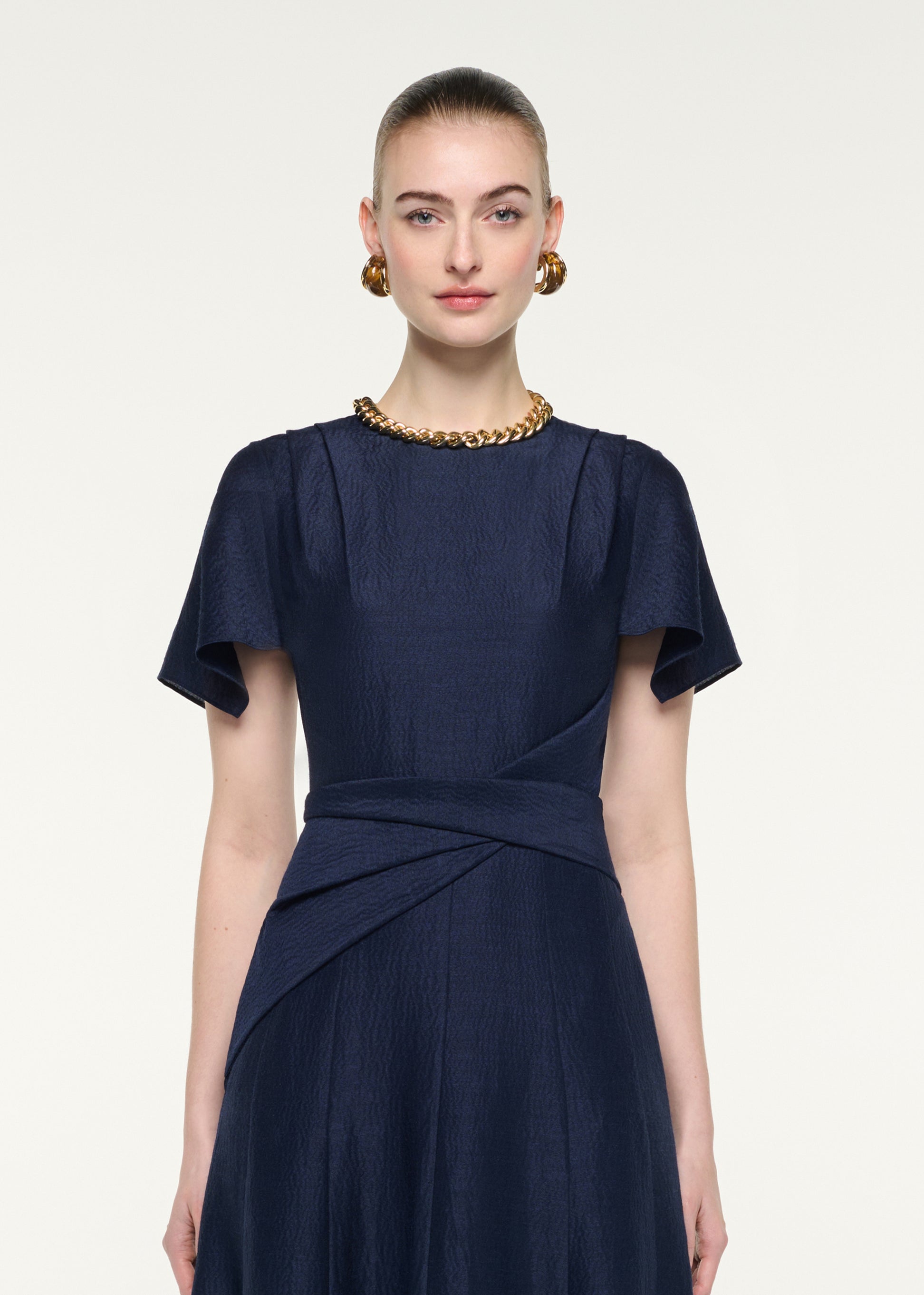 Draped Waist Midi Dress