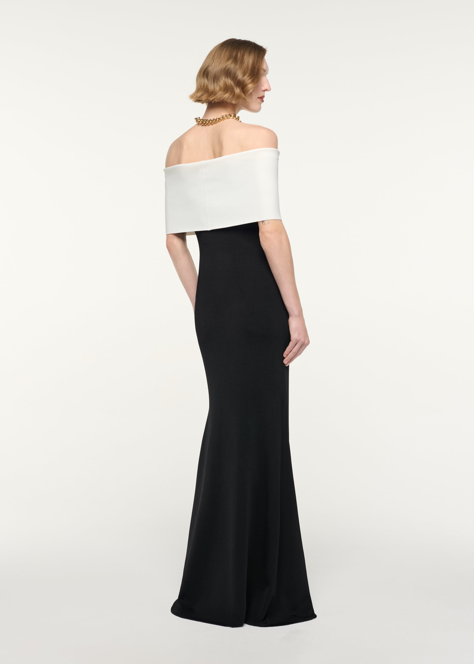 Monocrome Off The Shoulder Knit Gown