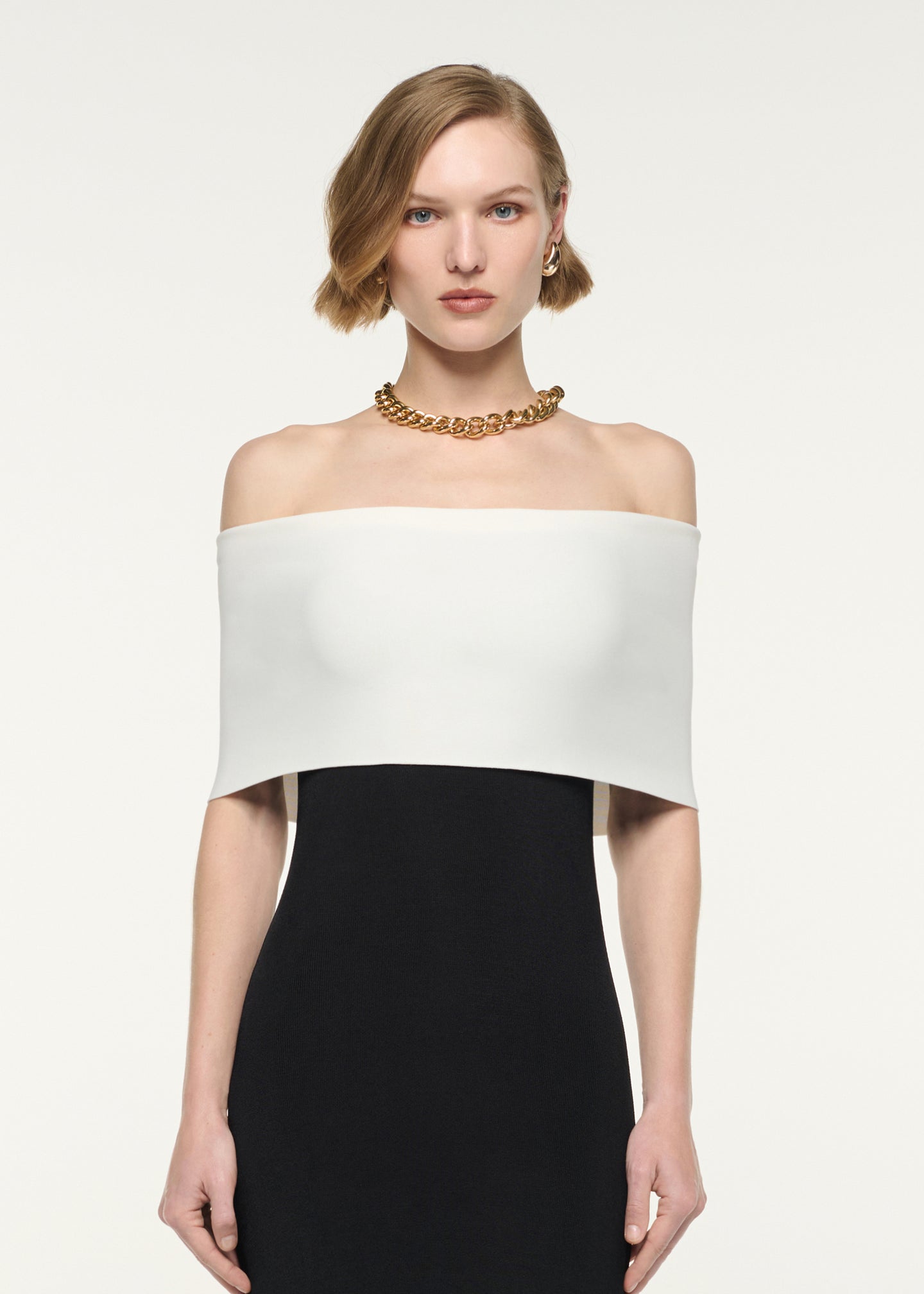 Monocrome Off The Shoulder Knit Gown