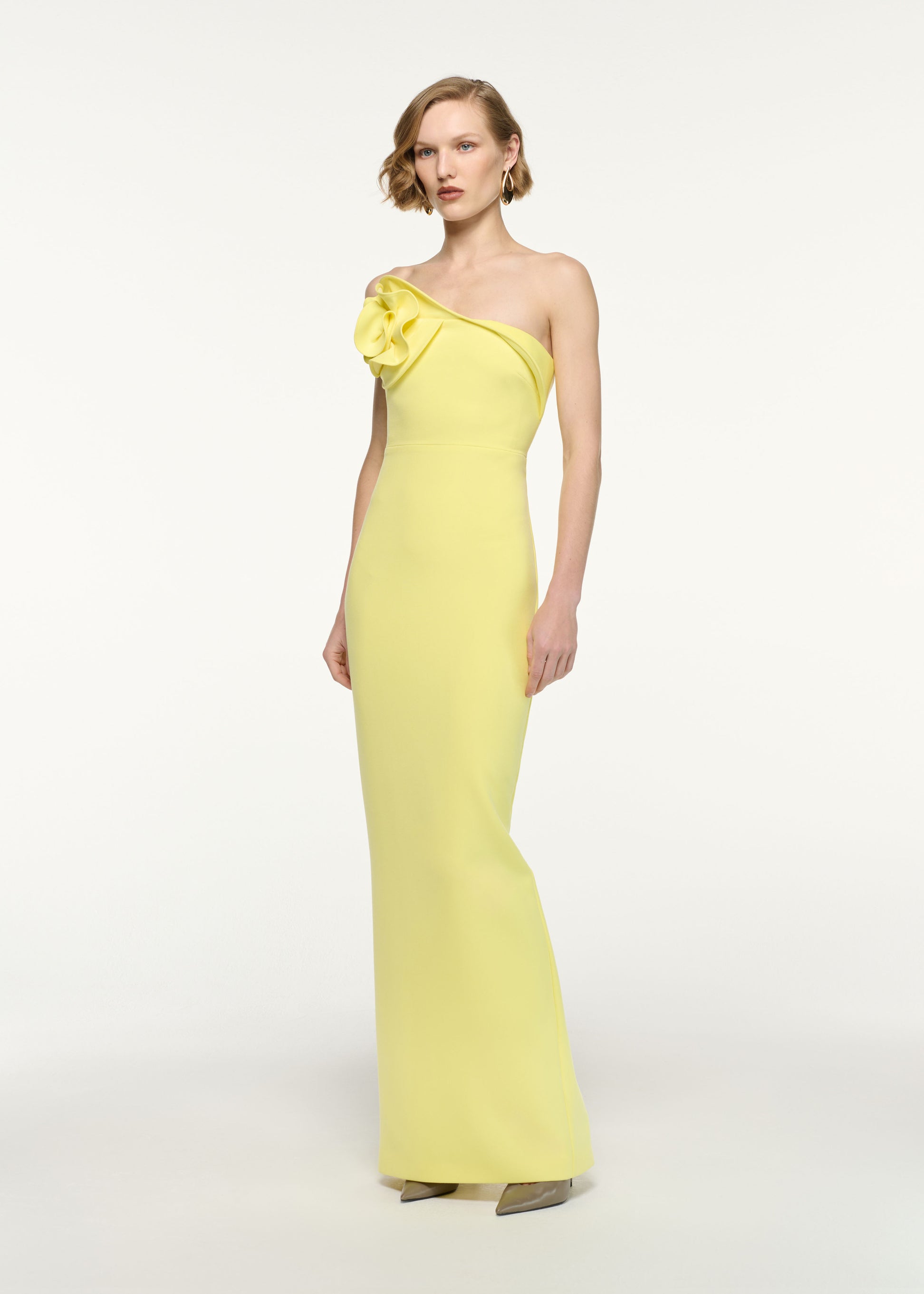 Flower Detail Strapless Gown