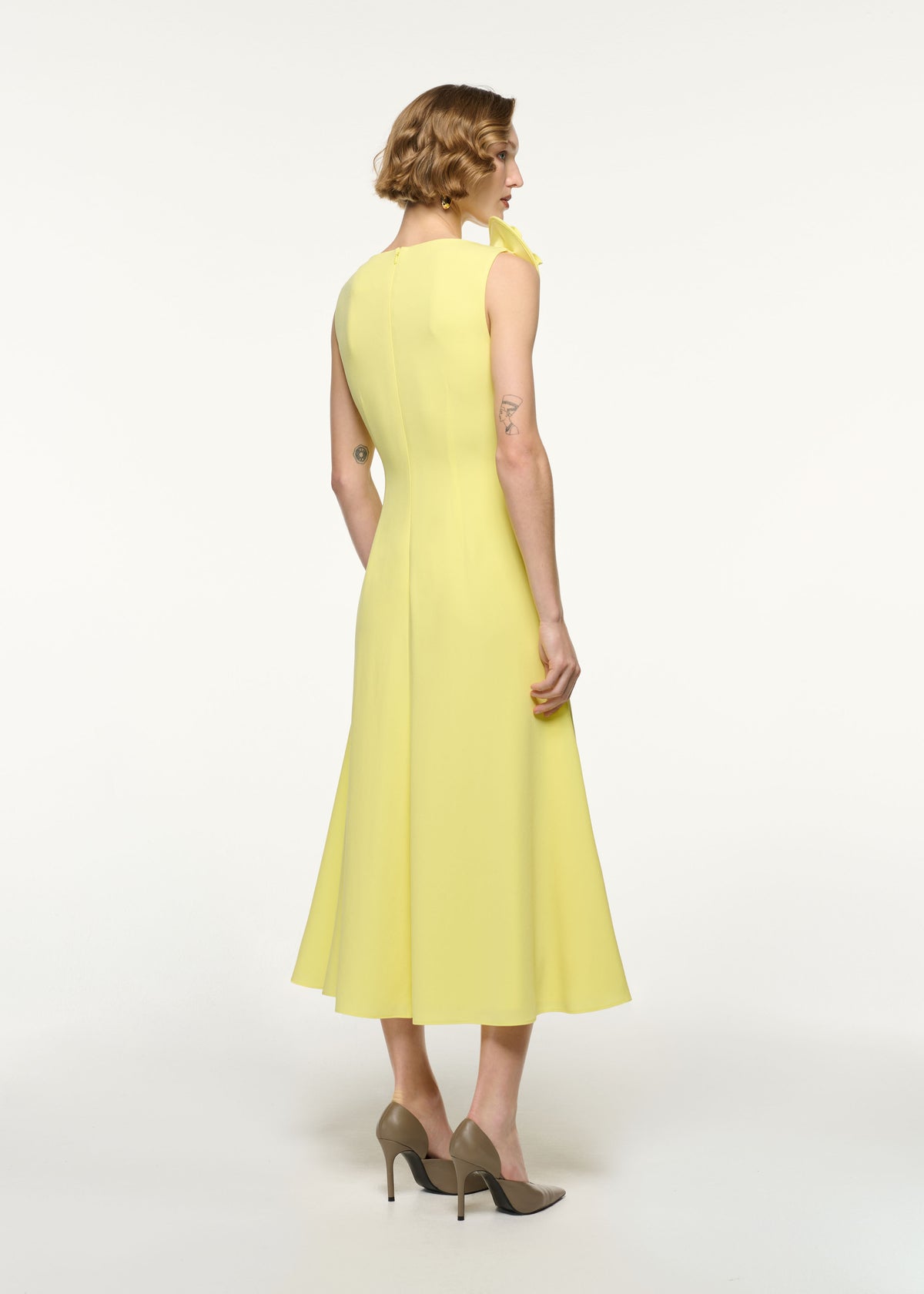 Flower Collared Sleeveless Midi Dress