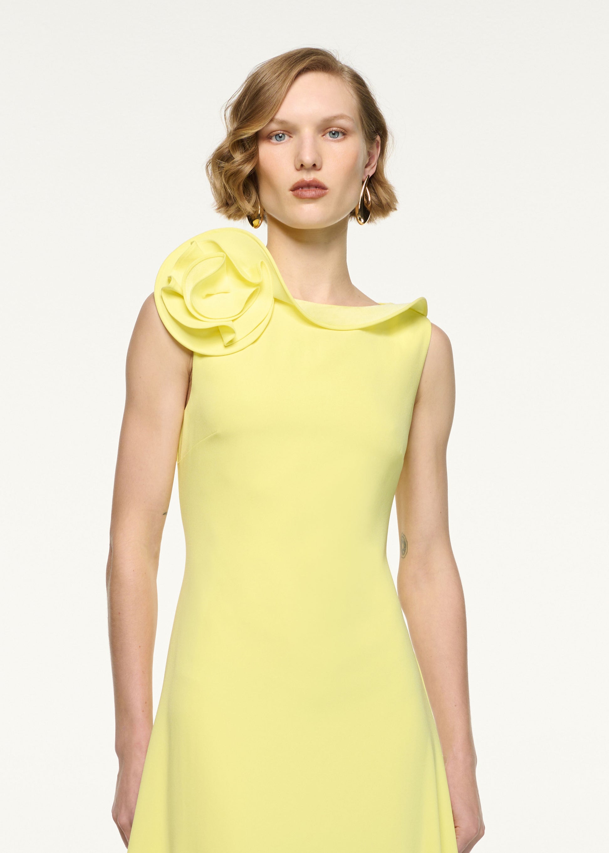 Flower Collared Sleeveless Midi Dress