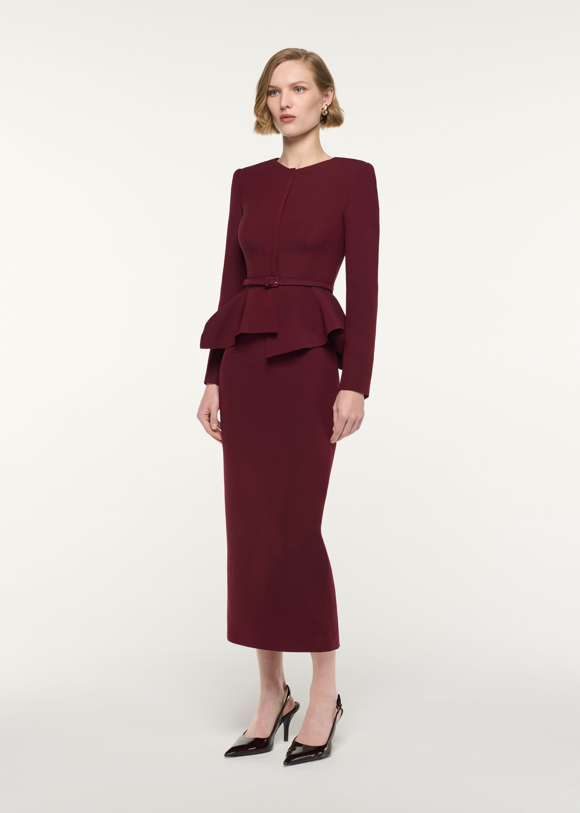 Wool Silk Midi Skirt