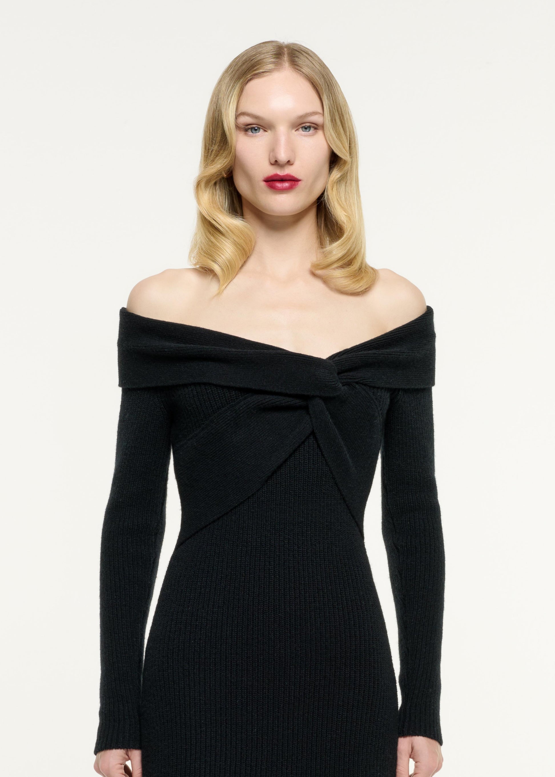 Off Shoulder Cashmere Midi Dress