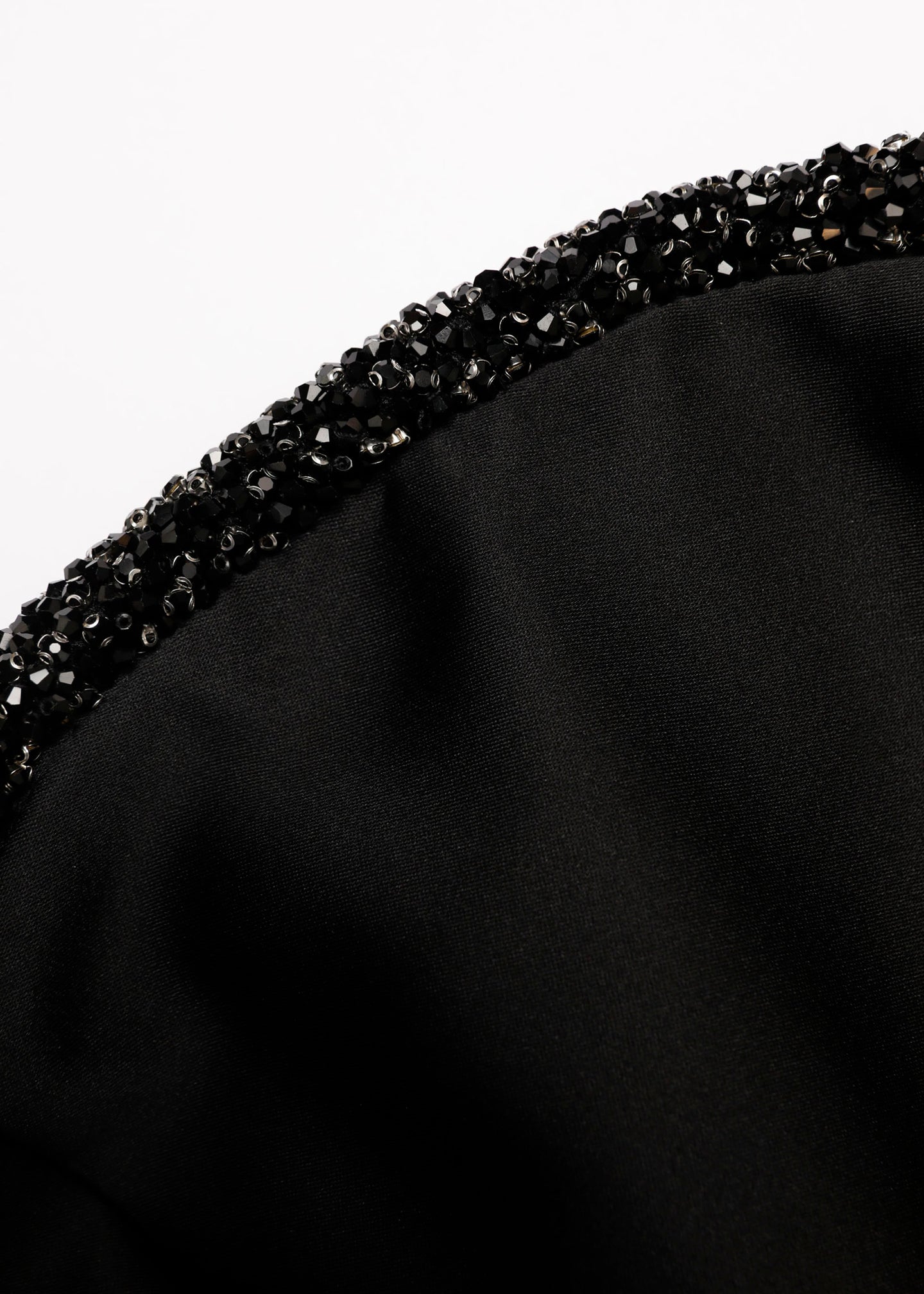 Curved Crystal Neckline Taffeta Gown