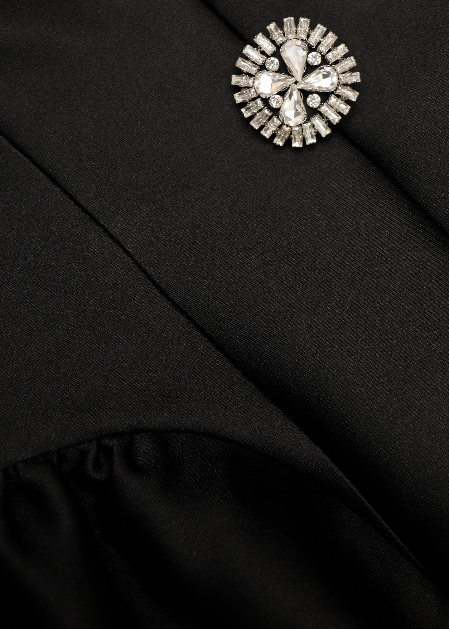 Crystal Button Peplum Taffeta Crepe Gown