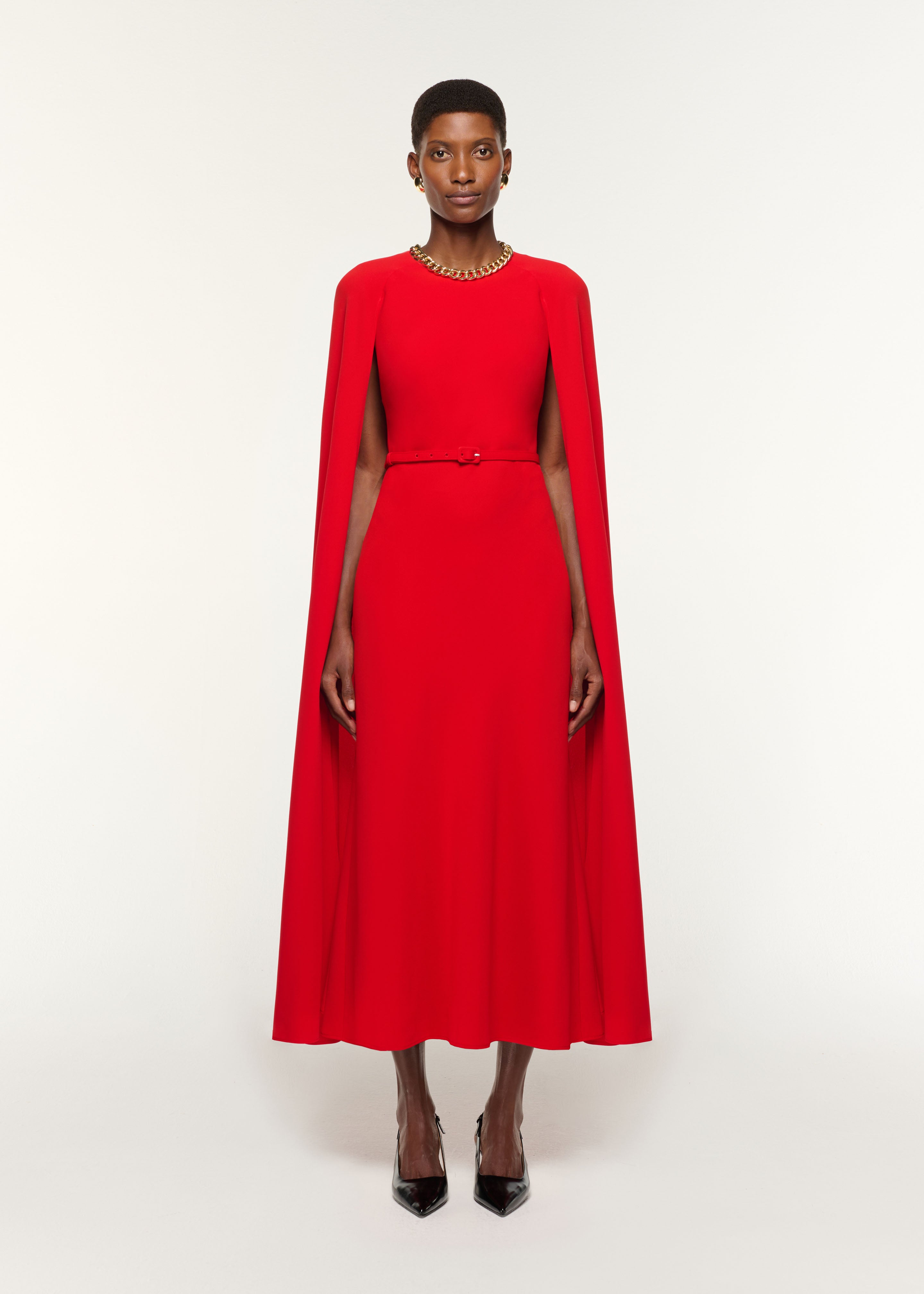 Light Cady Belted Cape Dress Red Roland Mouret Light Cady Belted Cape Dress Red Roland Mouret
