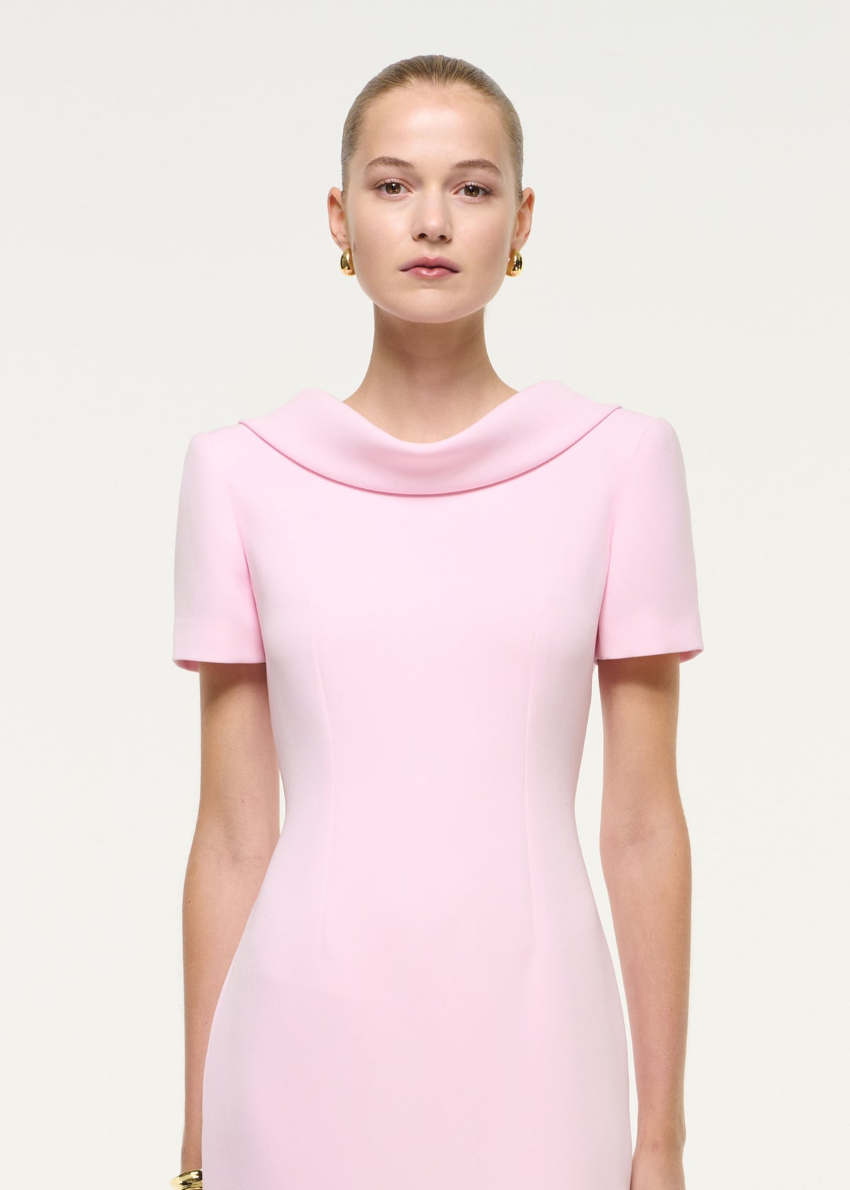 Collared Crepe Column Midi Dress
