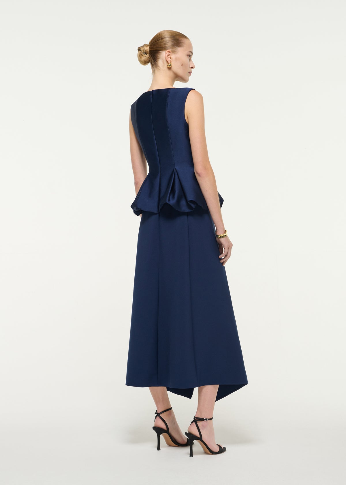 Asymmetric Hem Taffeta Maxi Dress
