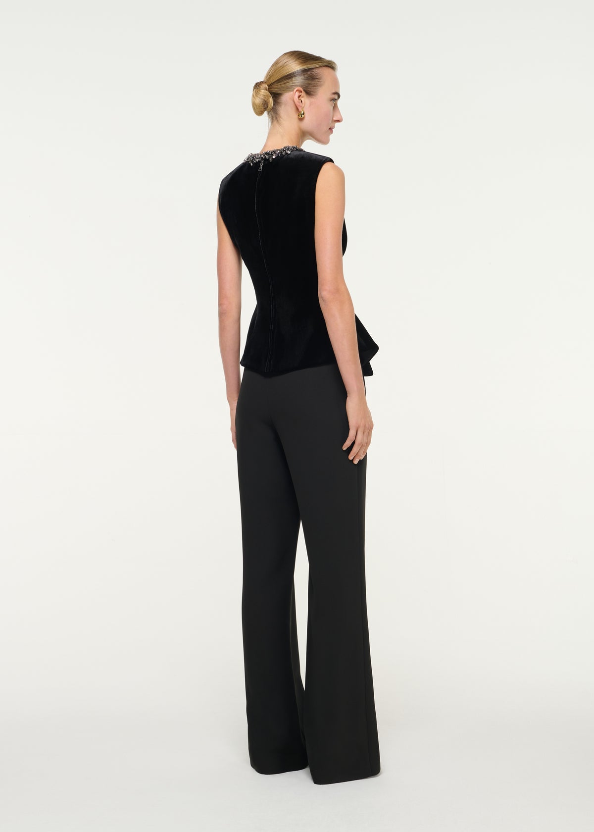 Embellished Neck Velvet Top
