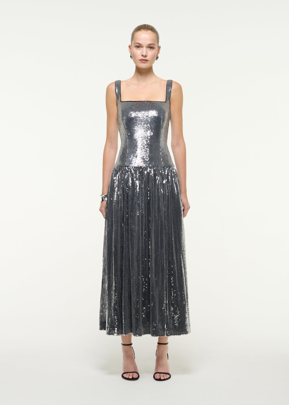 Gathered Sequin Maxi Dress