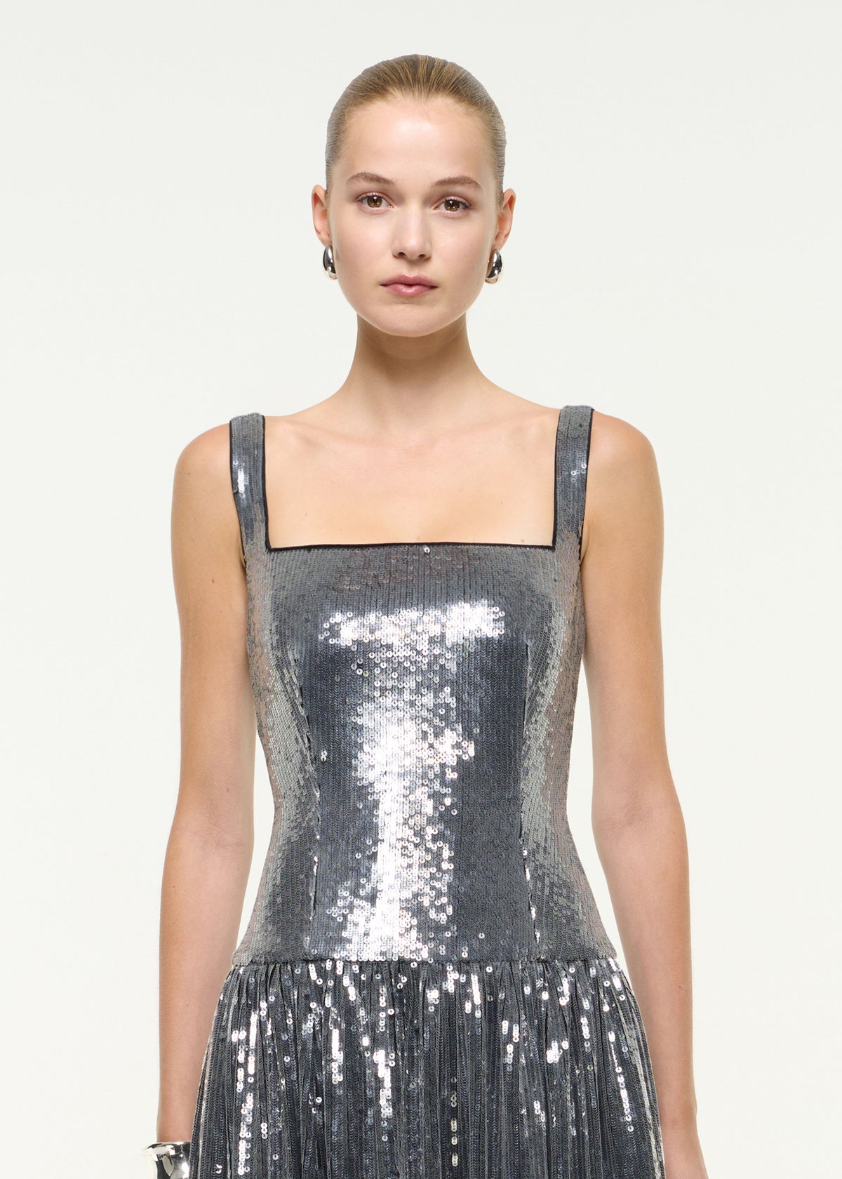 Gathered Sequin Maxi Dress