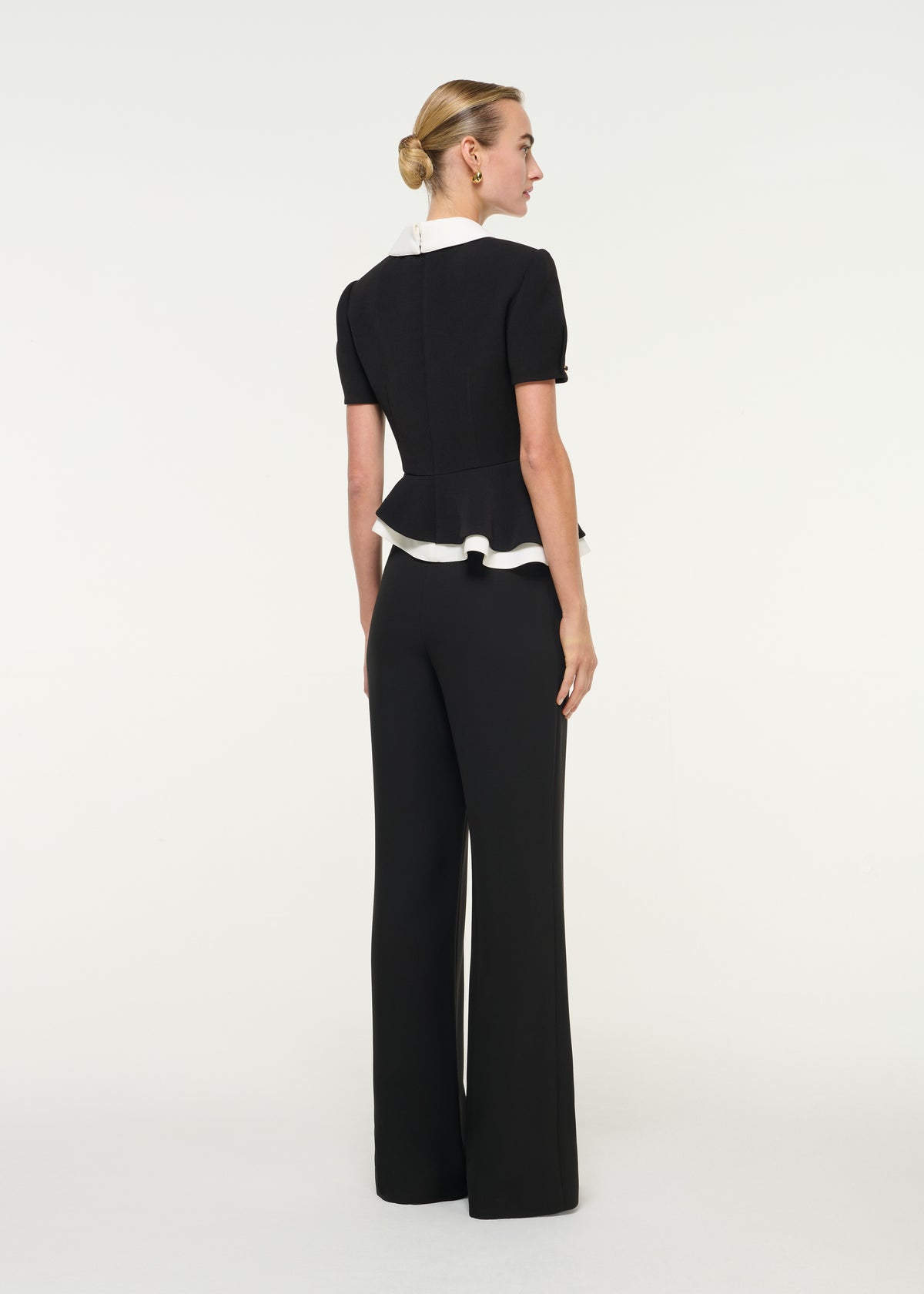 Contrast Monochrome Peplum Crepe Top