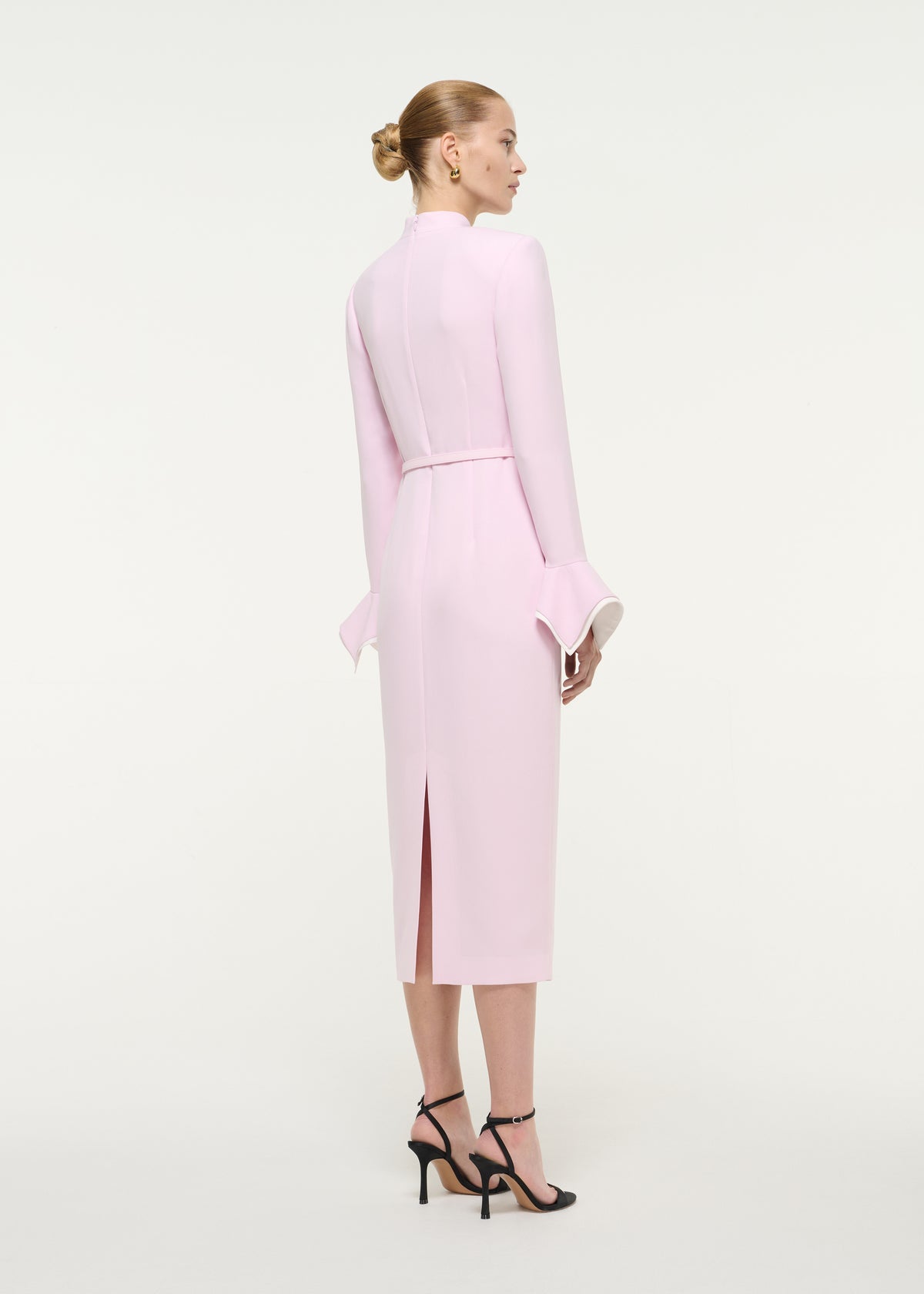 Light Cady Belted Pink Midi Dress