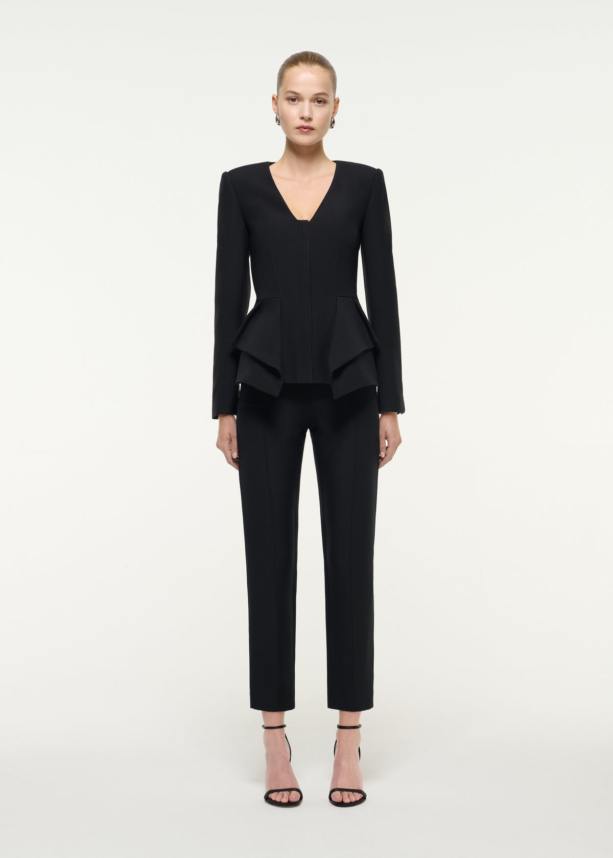 Wool Silk Peplum Hem Jacket