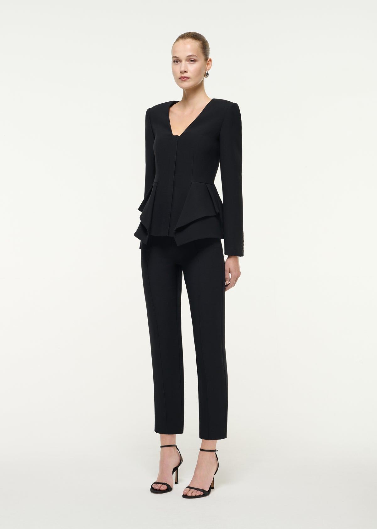 Wool Silk Peplum Hem Jacket