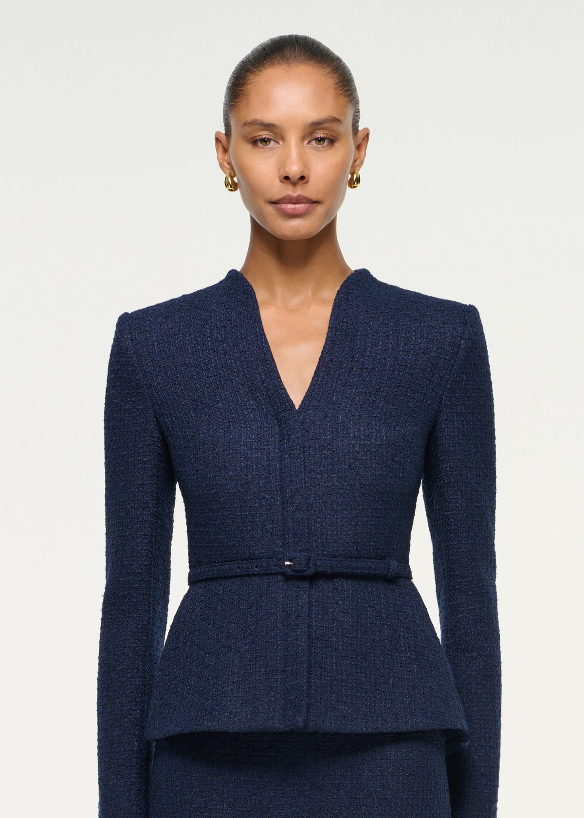 Boucle Jacket With Waist Belt