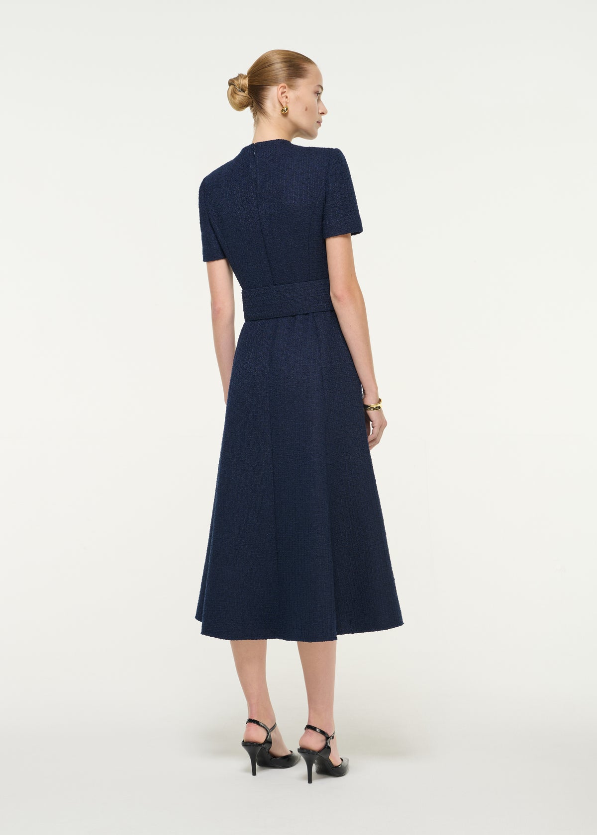 Belted Boucle Midi Dress