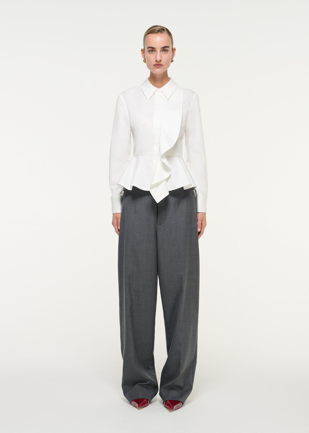 Cotton Poplin Peplum Shirt