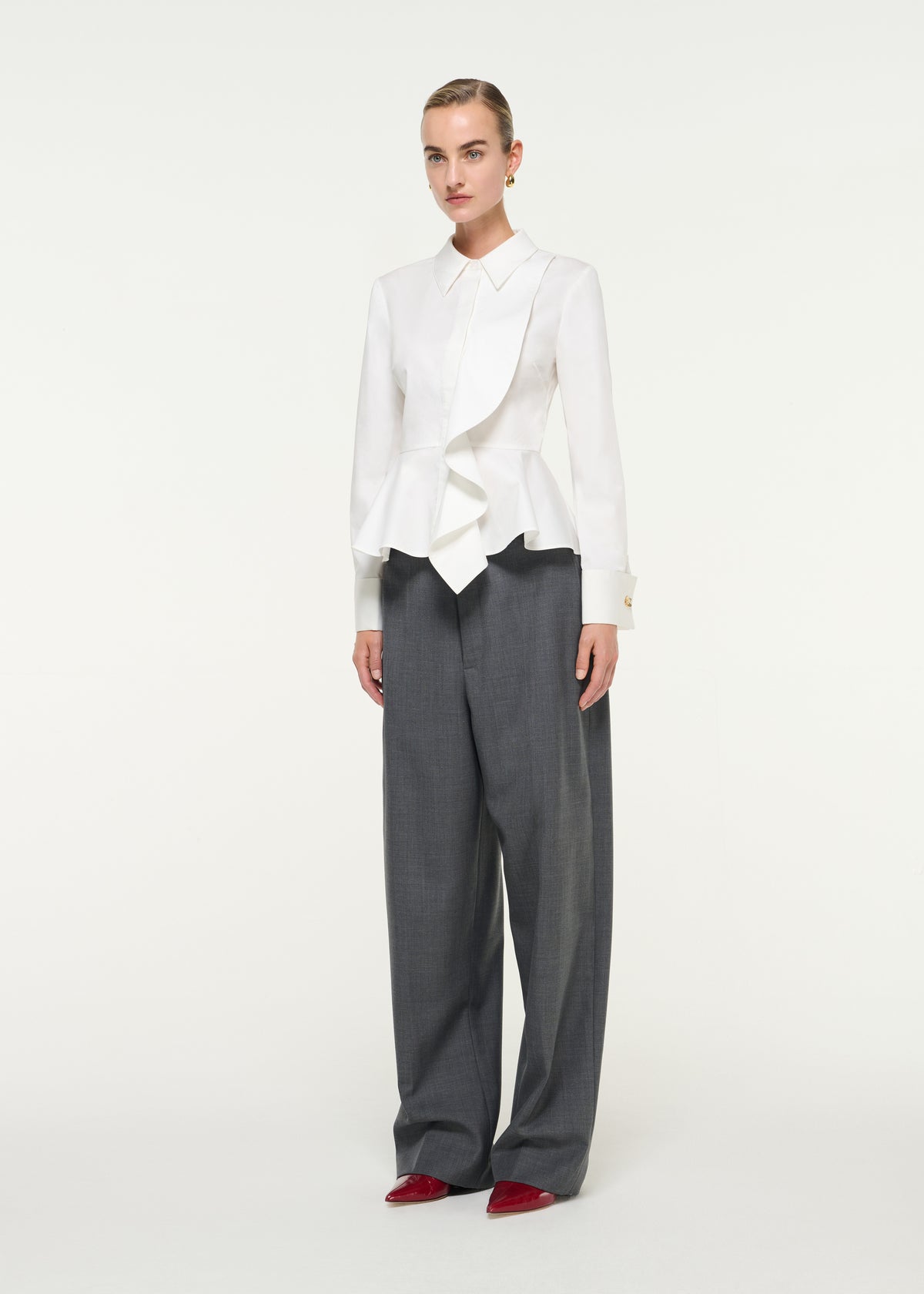 Cotton Poplin Peplum Shirt