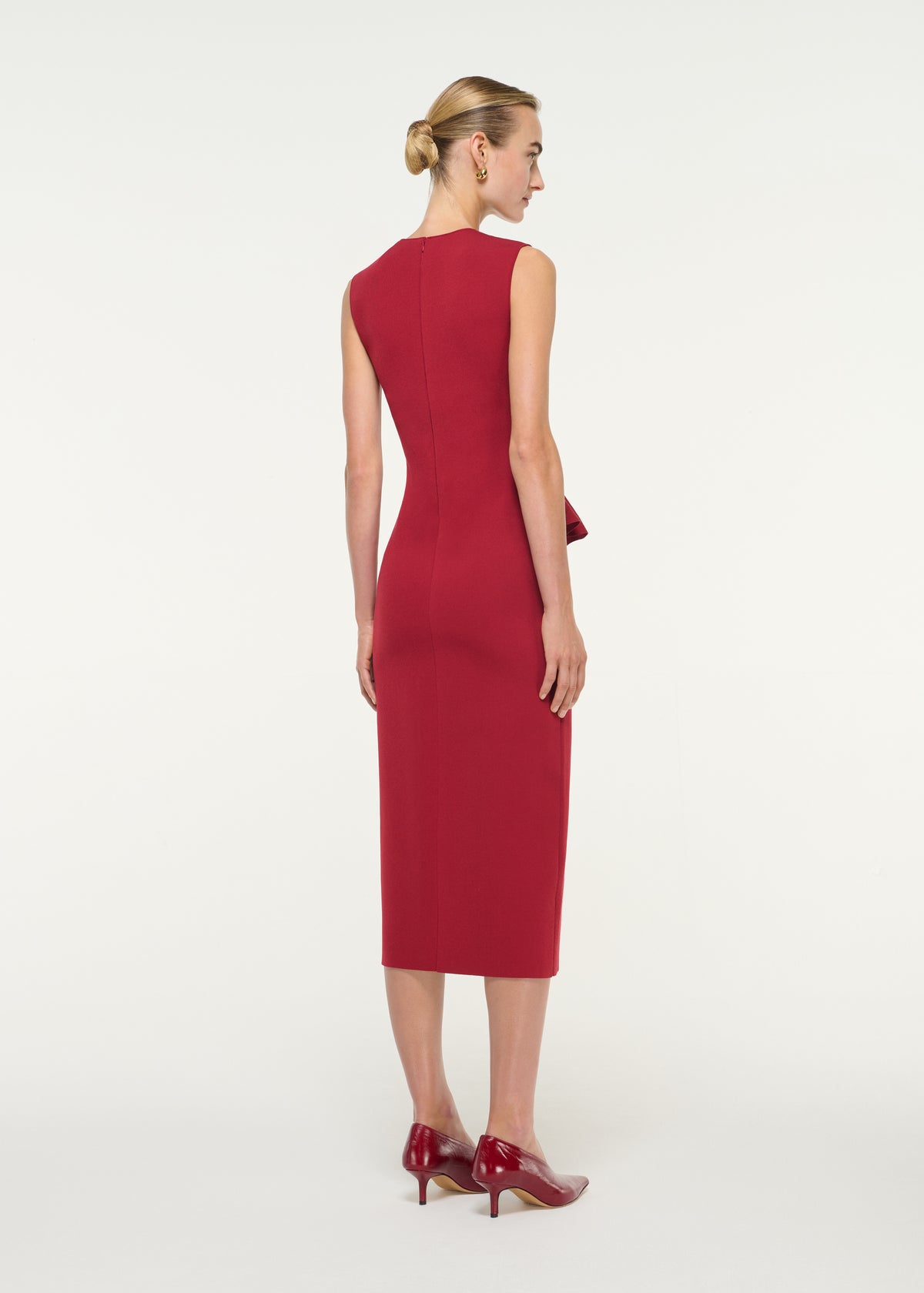 Asymmetric Frill Knit Midi Dress