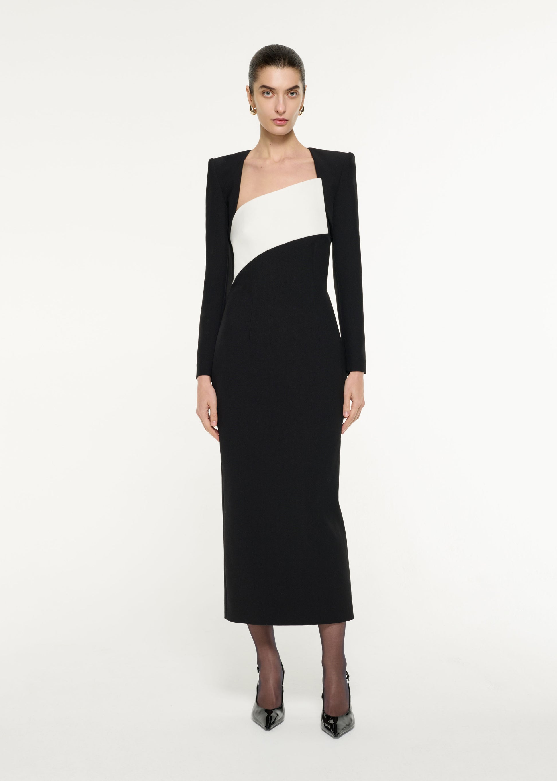Contrast Panel Midi Dress