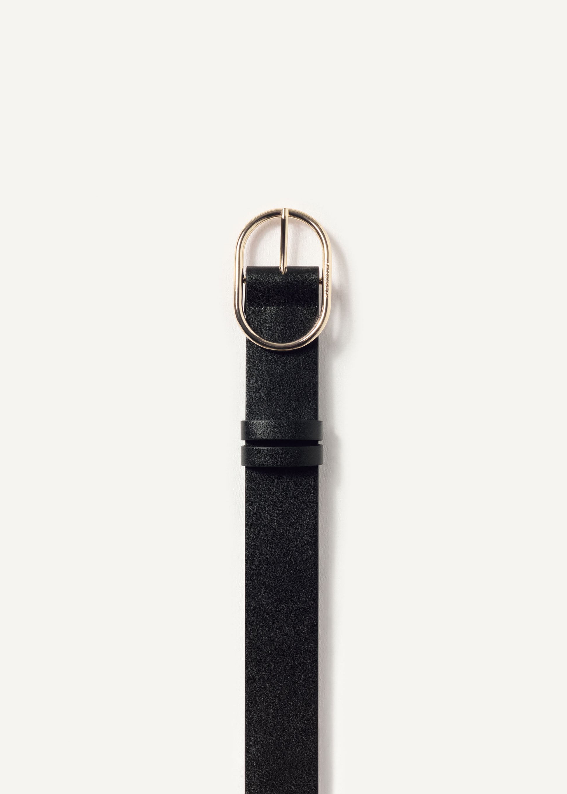Front view of a Leather Belt in Black