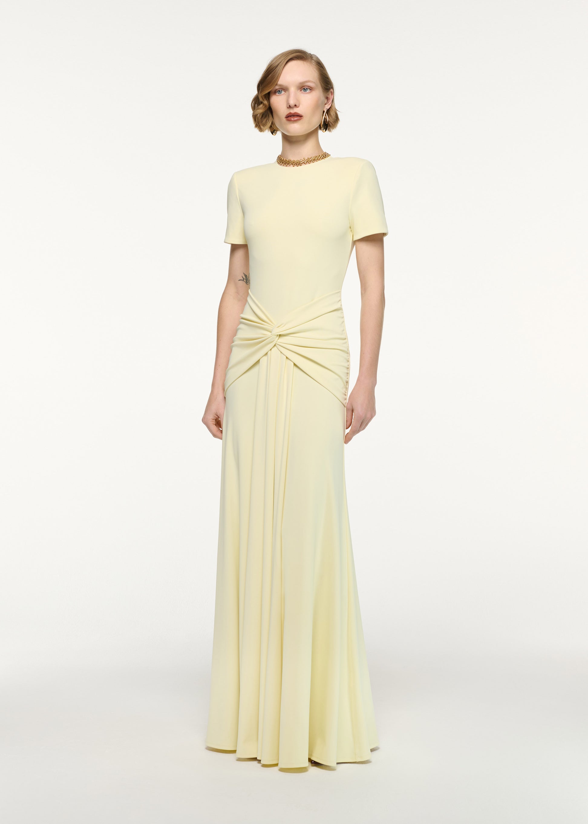 Waterfall Twist Drape Jersey Dress