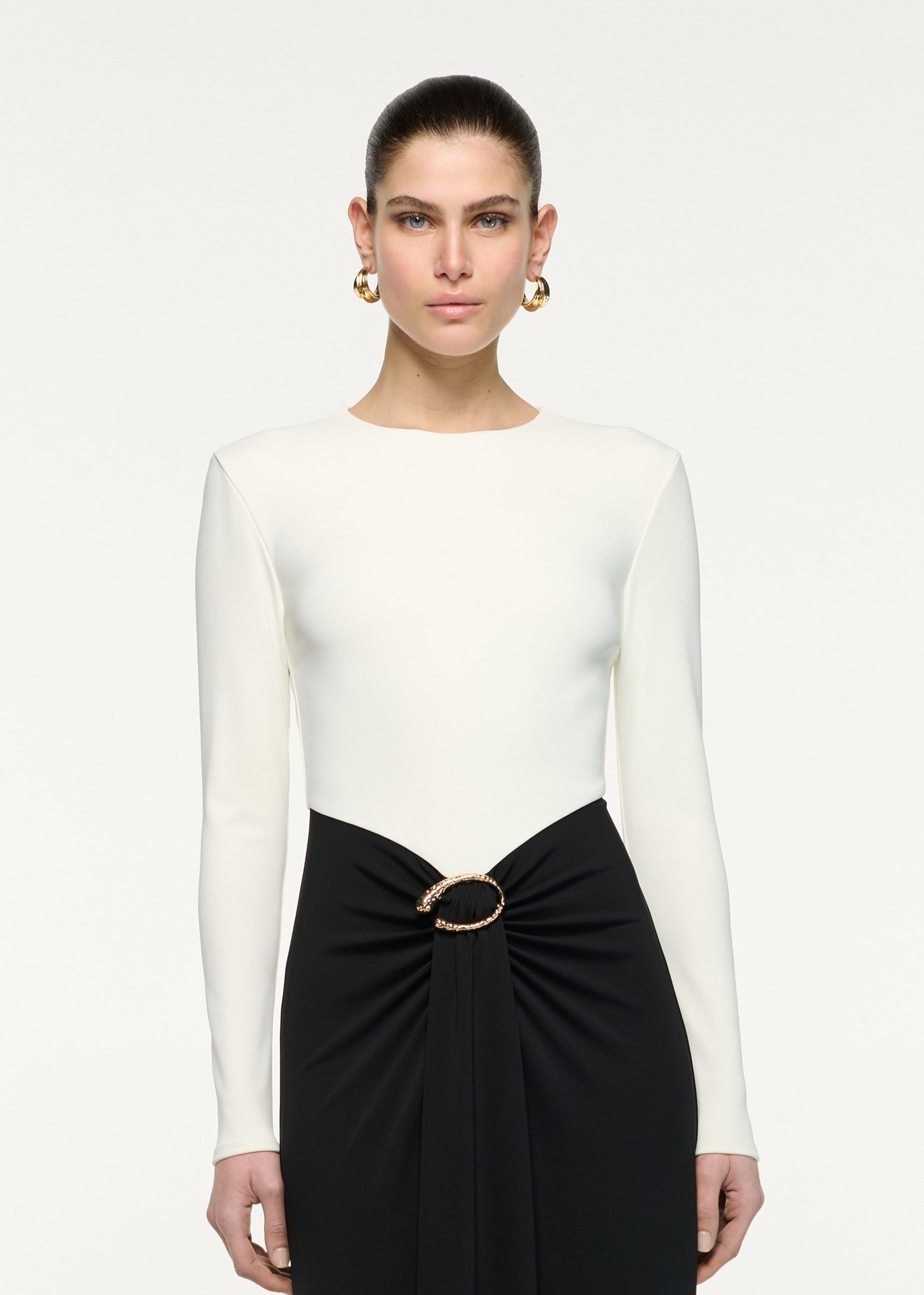 Waterfall Contrast Drape Gown