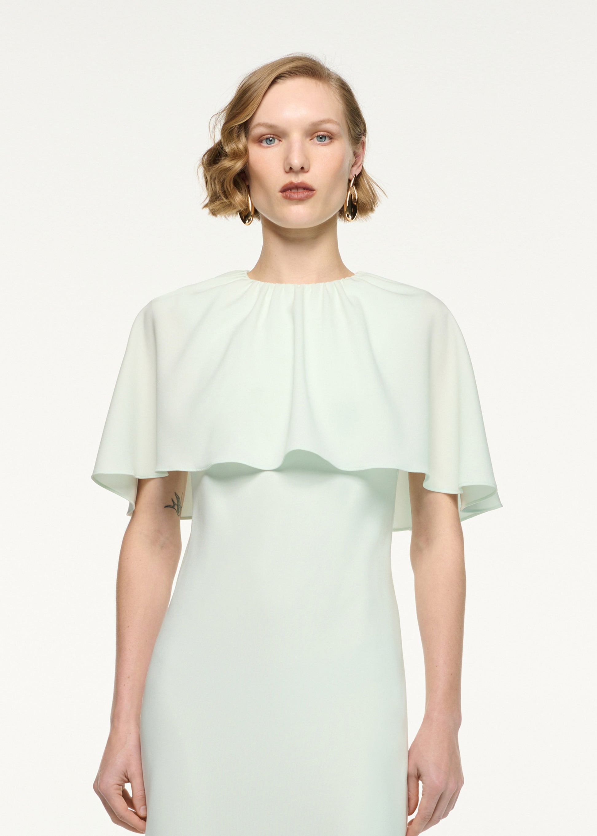 Draped Shawl Mermaid Midi Dress