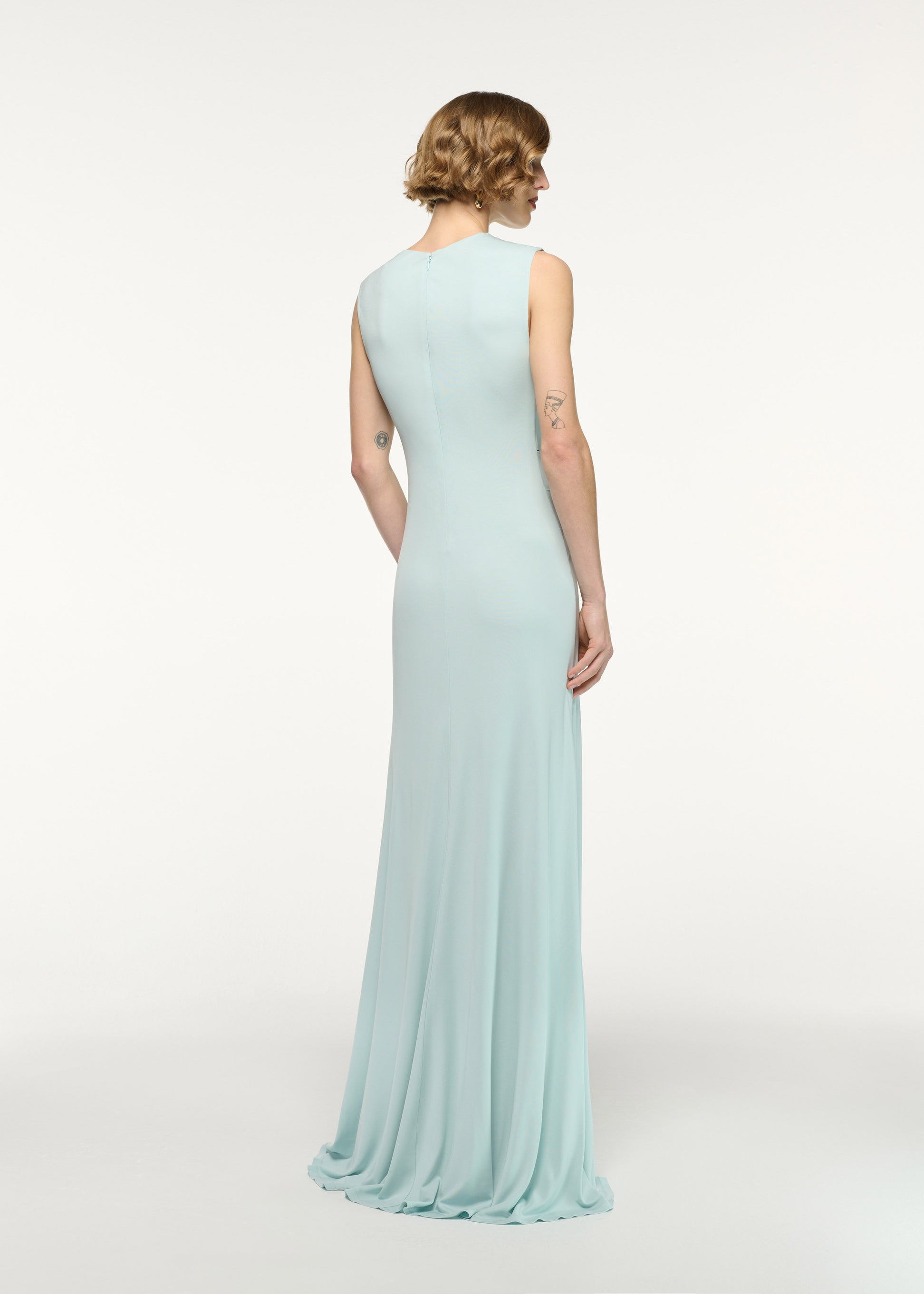 Waterfall Cross Drape Jersey Gown