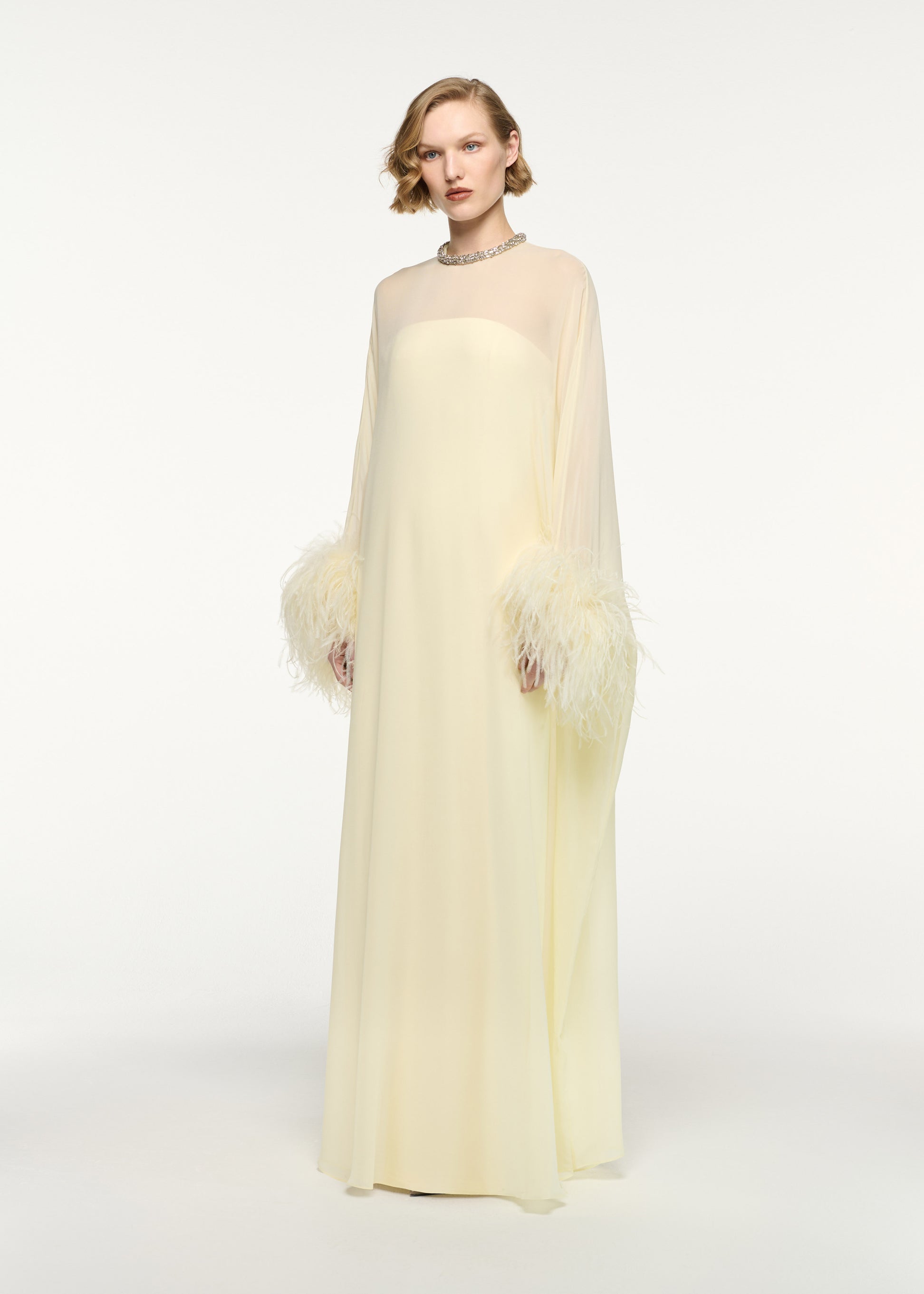 Chiffon Overlayed Cape Gown