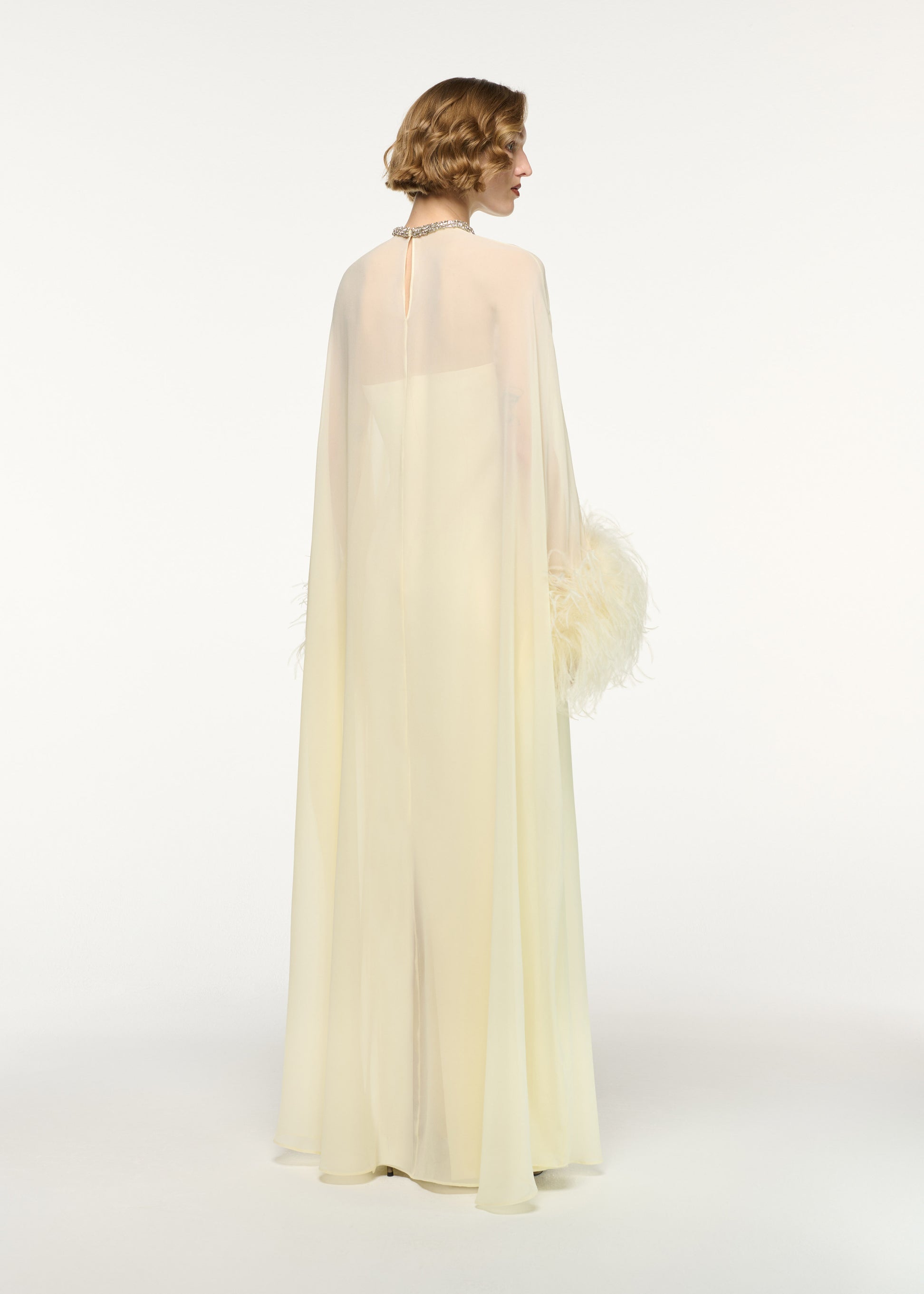 Chiffon Overlayed Cape Gown